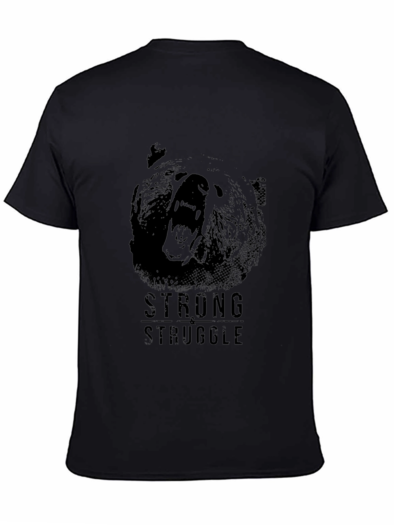 Black Strong Struggle Bear Graphic T-Shirt view 4