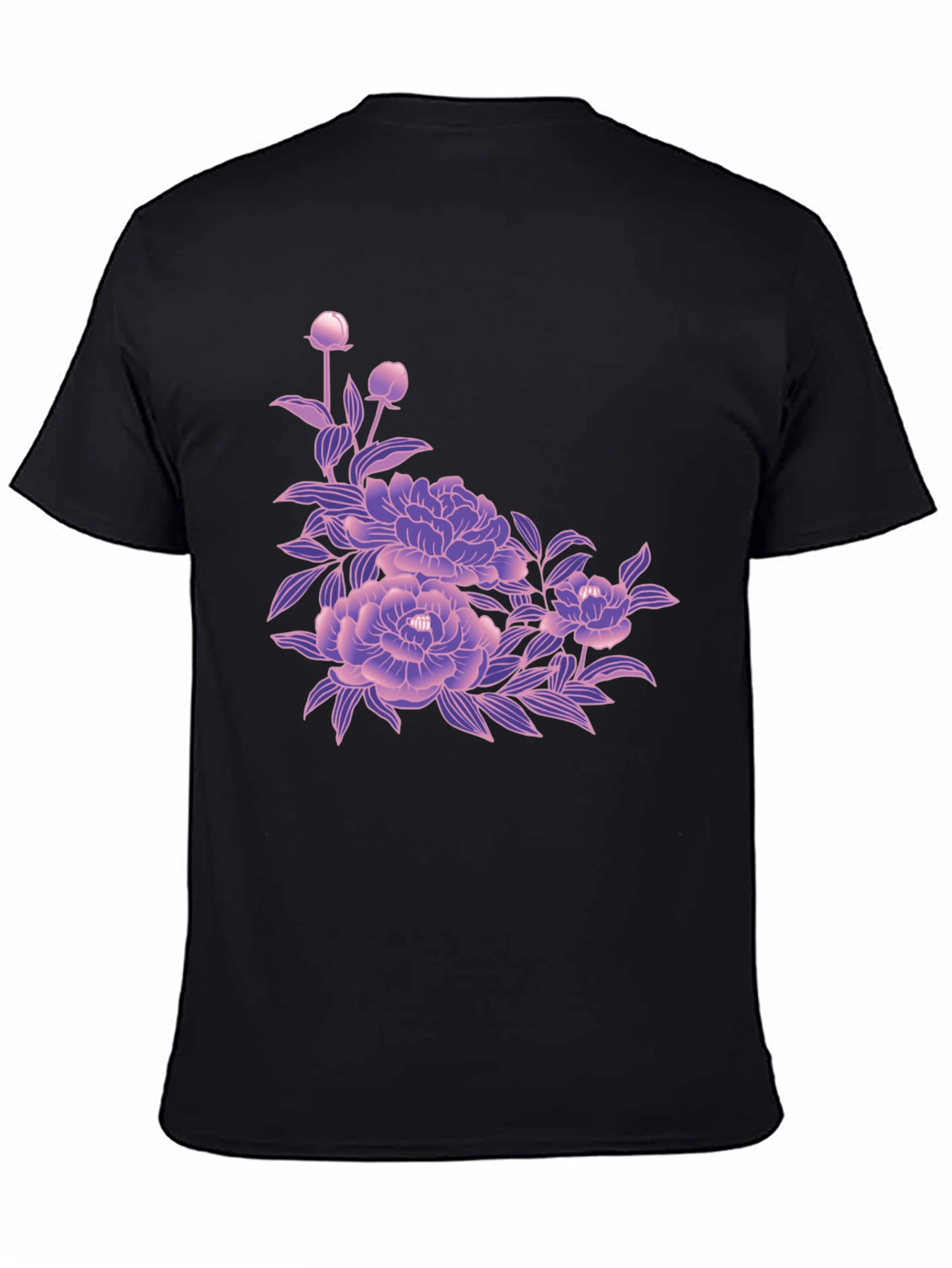 Black Black Tee with Floral Blossom Design view 4