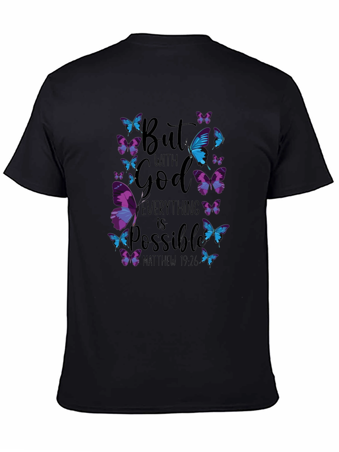 Black Faith-Inspired Butterfly Graphic T-Shirt view 4