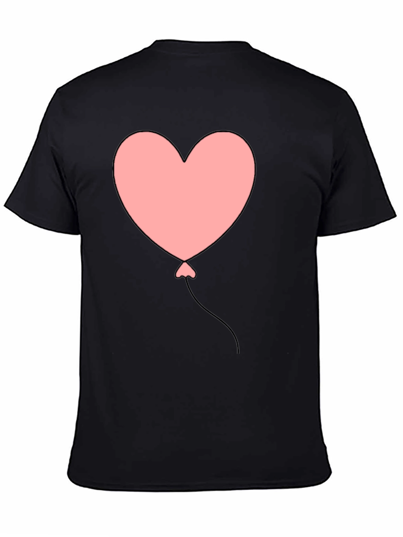 Black Heart Balloon Graphic Tee - Black Casual T-Shirt view 4