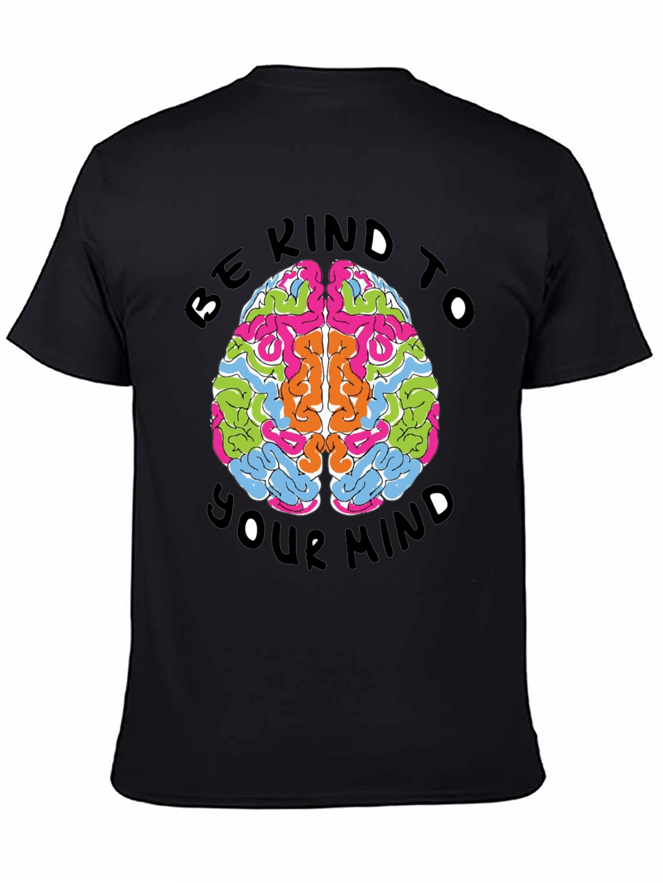 Black Be Kind To Your Mind Graphic Tee - Black Cotton T-Shirt view 4