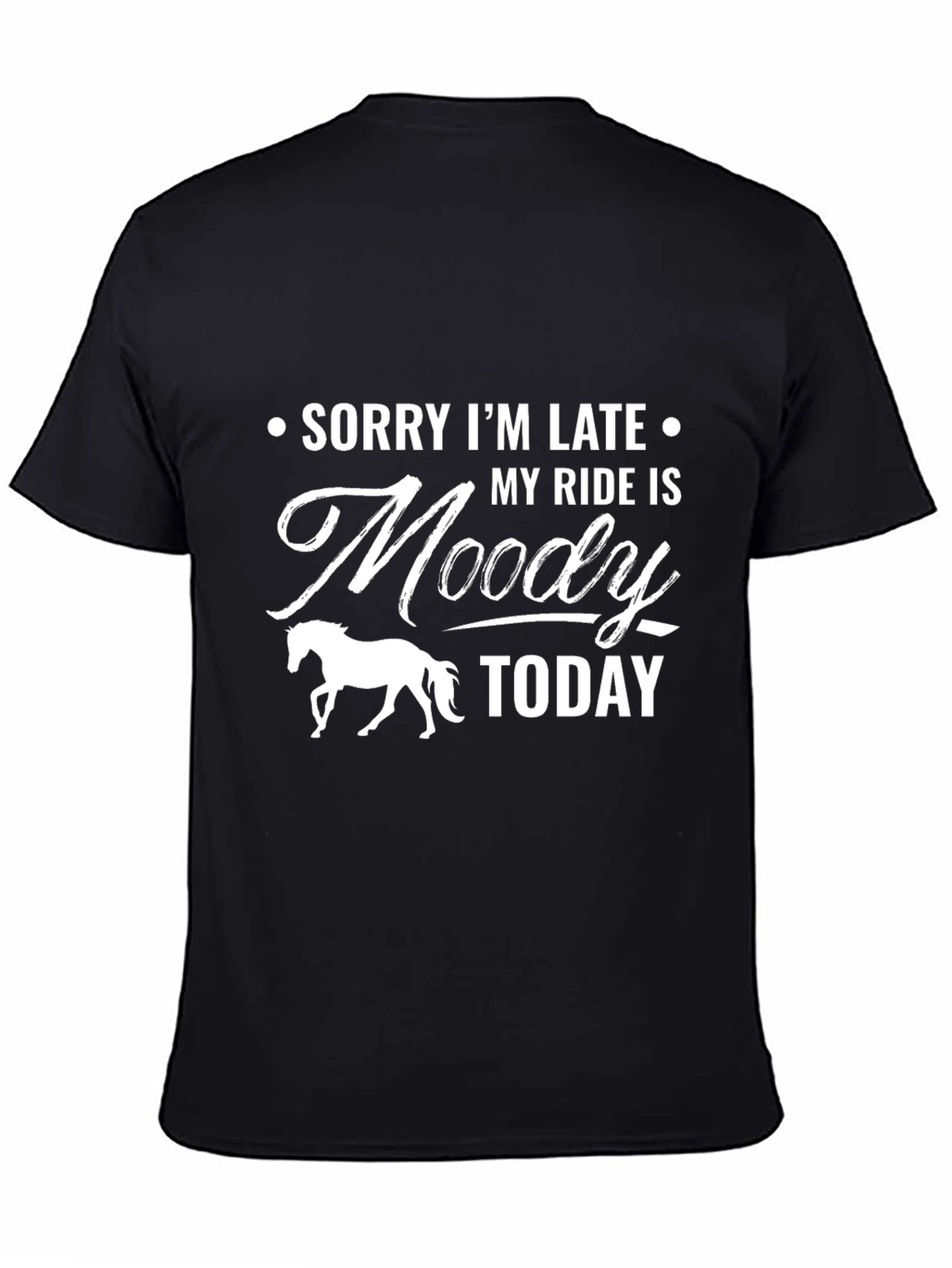 Black Moody Ride Horse Graphic Tee - Funny Equestrian Shirt view 4