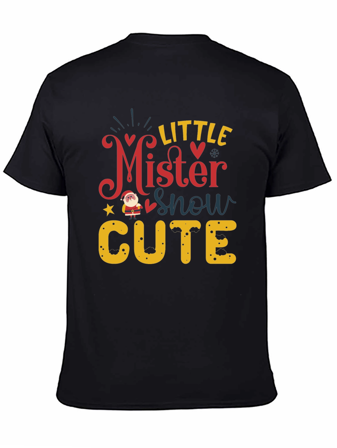 Black Little Mister Snow Cute Holiday T-Shirt view 4