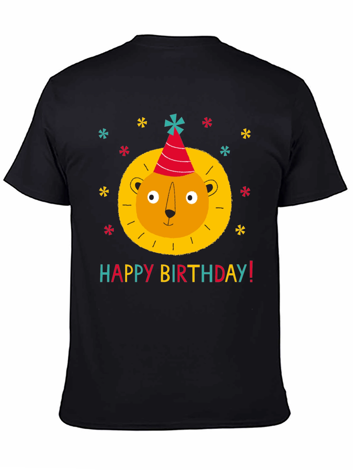Black Birthday Lion T-Shirt - Fun Party Tee view 4