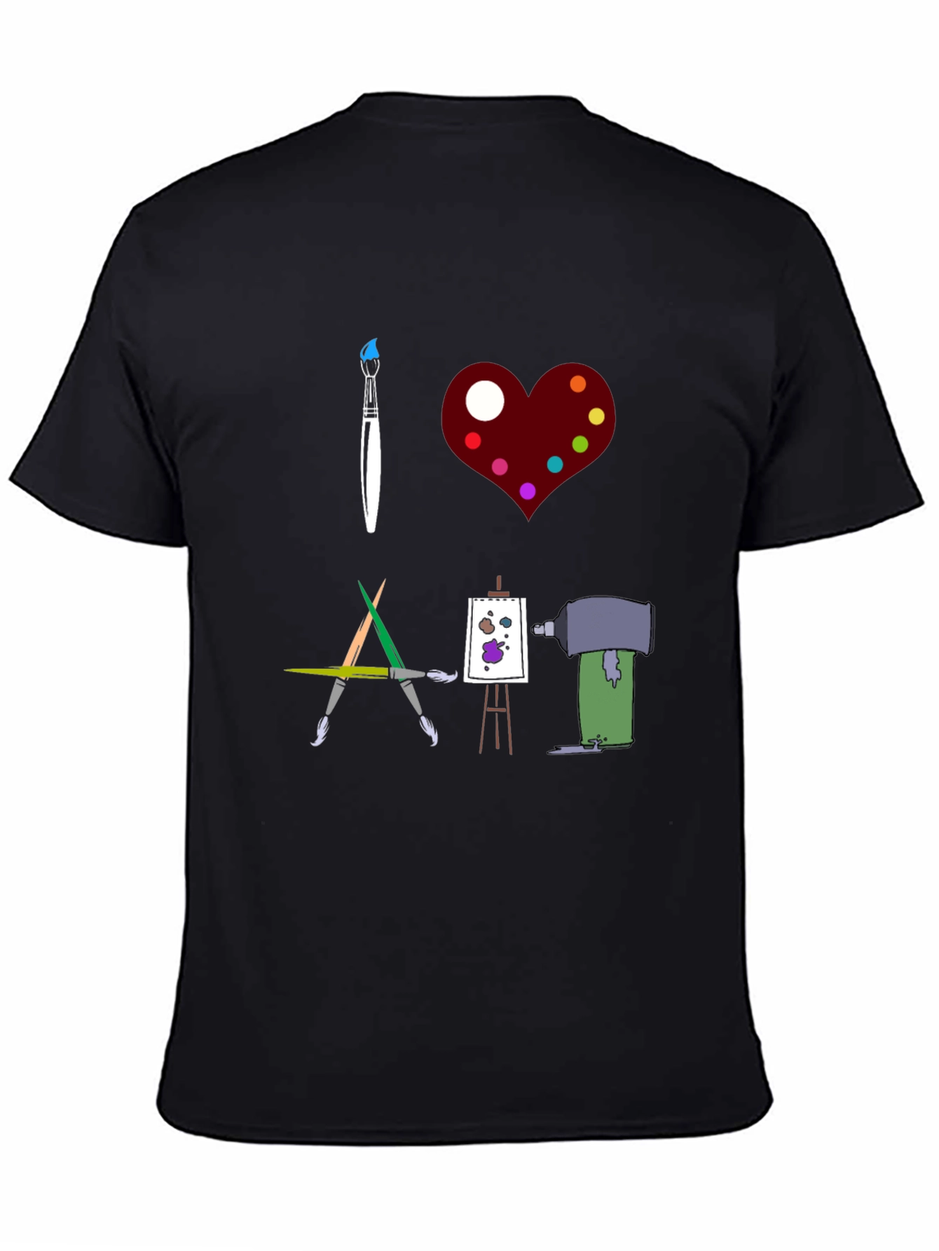 Black I Love Art Graphic T-Shirt view 4
