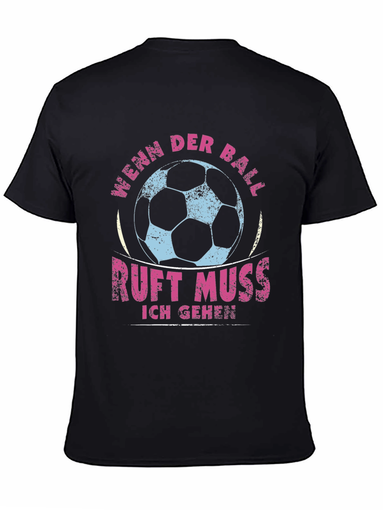 Black Soccer Ball Graphic T-Shirt - "Wenn Der Ball Ruft" view 4