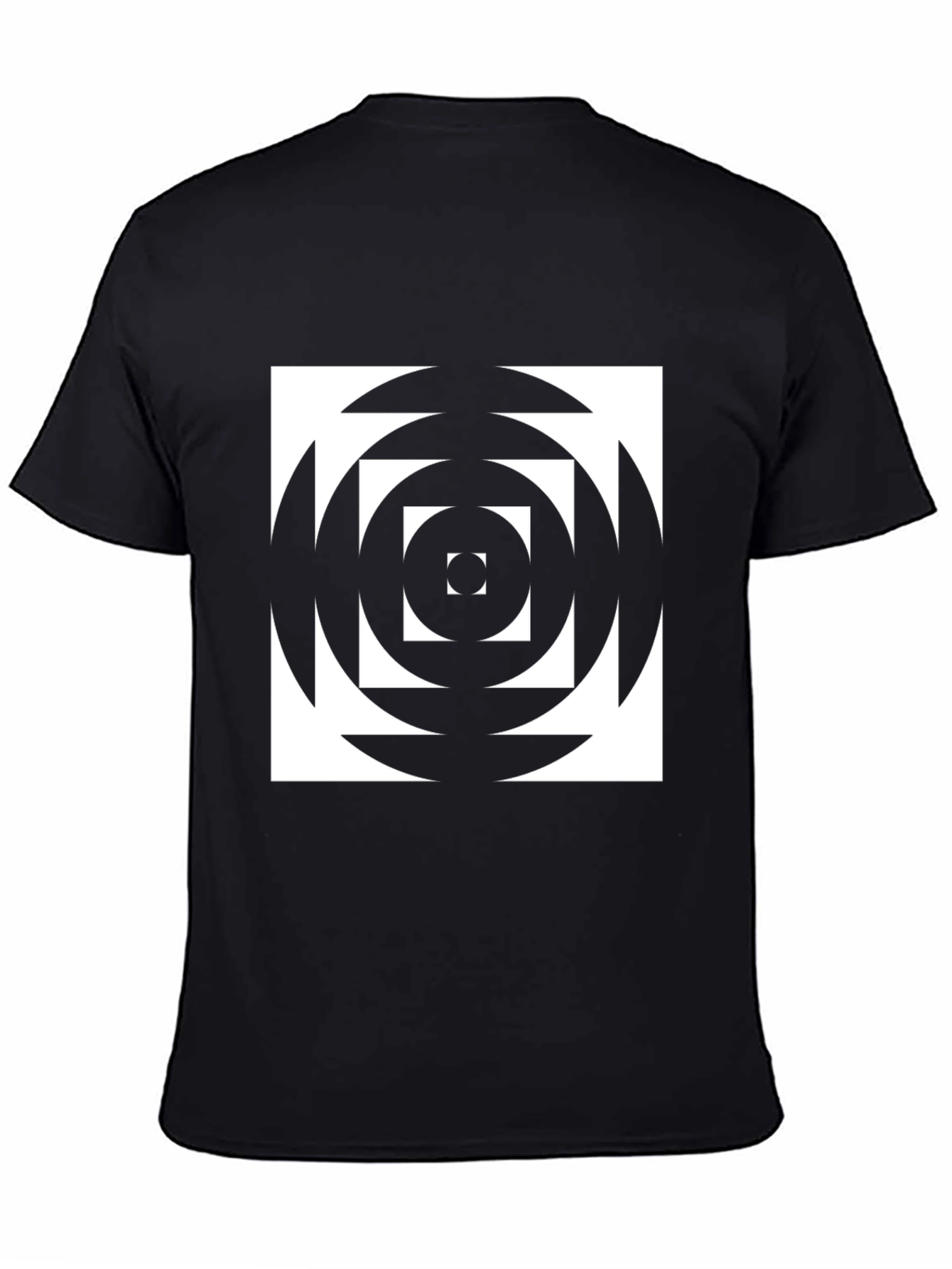 Black Geometric Optical Illusion Graphic T-Shirt view 4