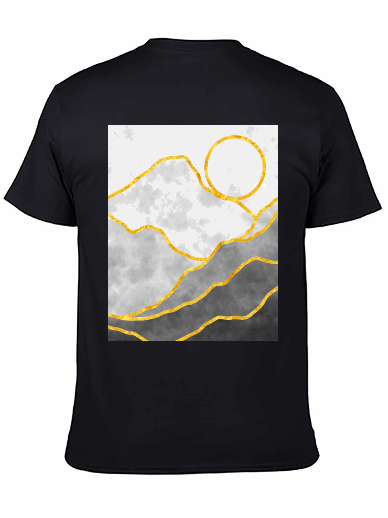 Black Mountainscape Graphic Tee - Stylish Geometric Design view 4