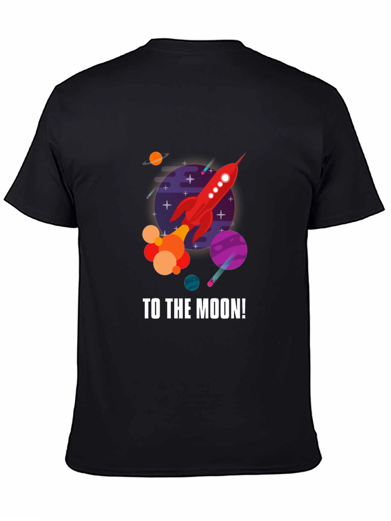 Black To the Moon Rocket Graphic T-Shirt - Black view 4