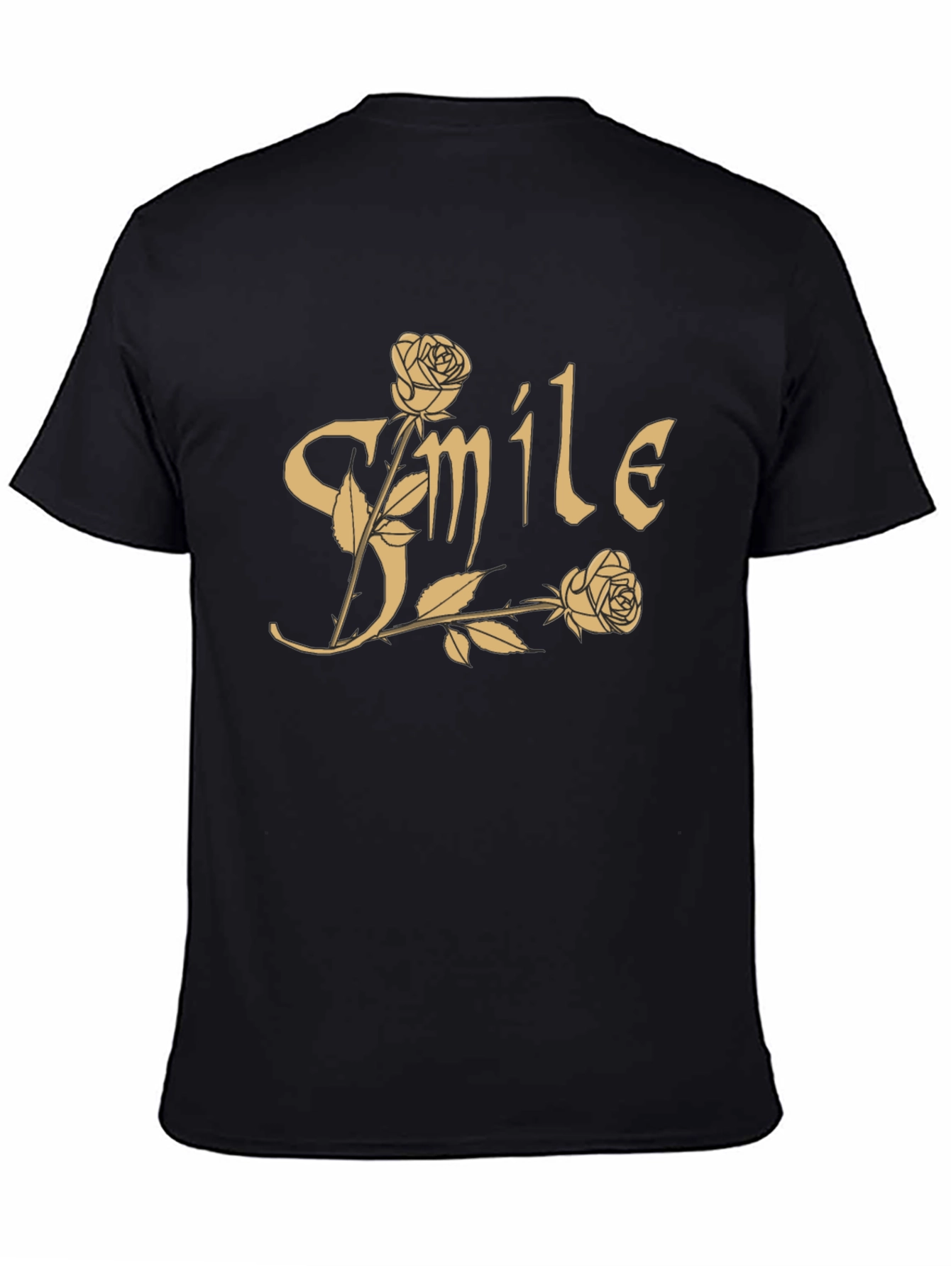 Black Smile Roses Graphic T-Shirt - Casual Cotton Tee view 4