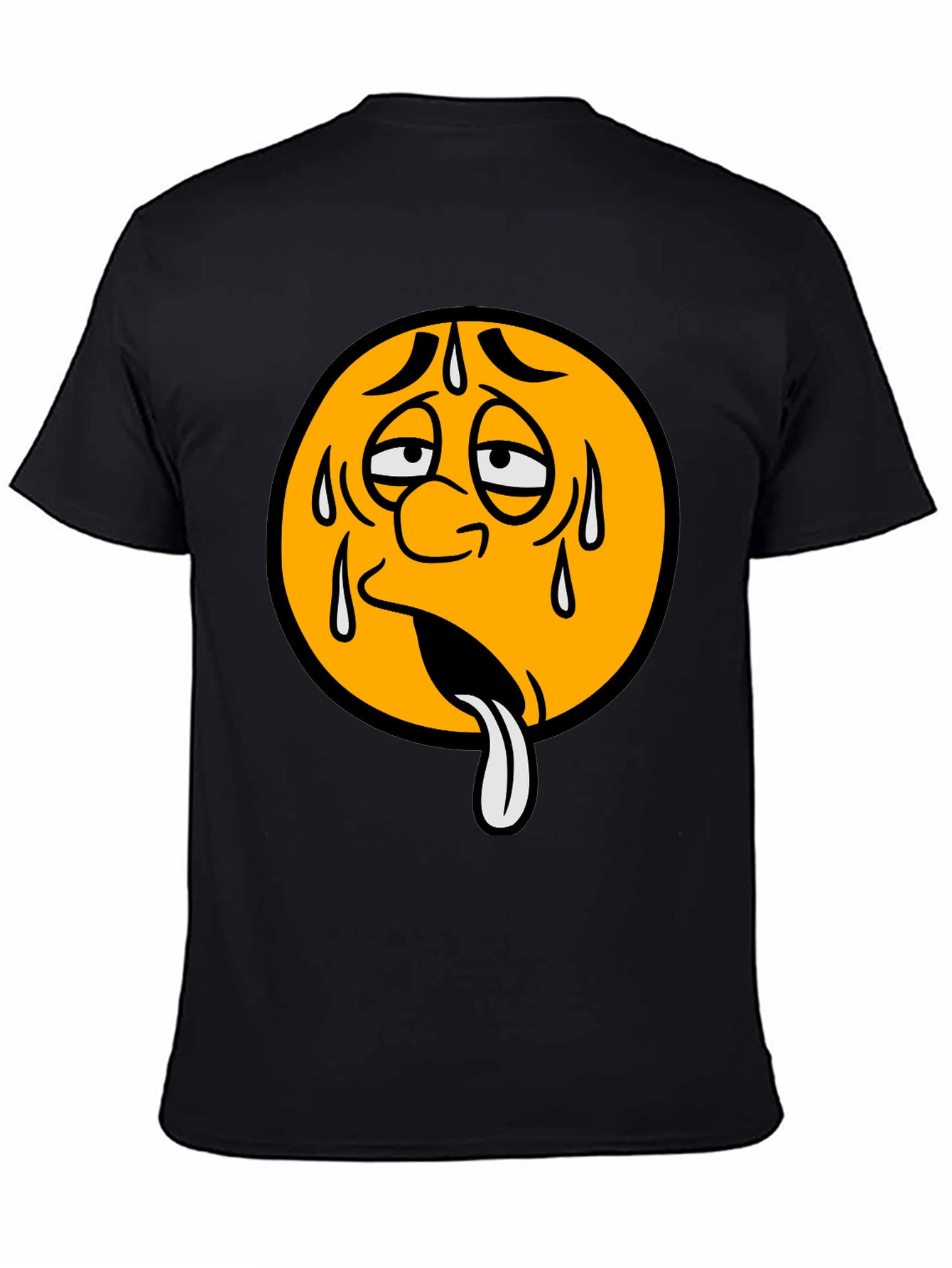 Black Sweating Emoji Graphic T-Shirt - Unisex view 4