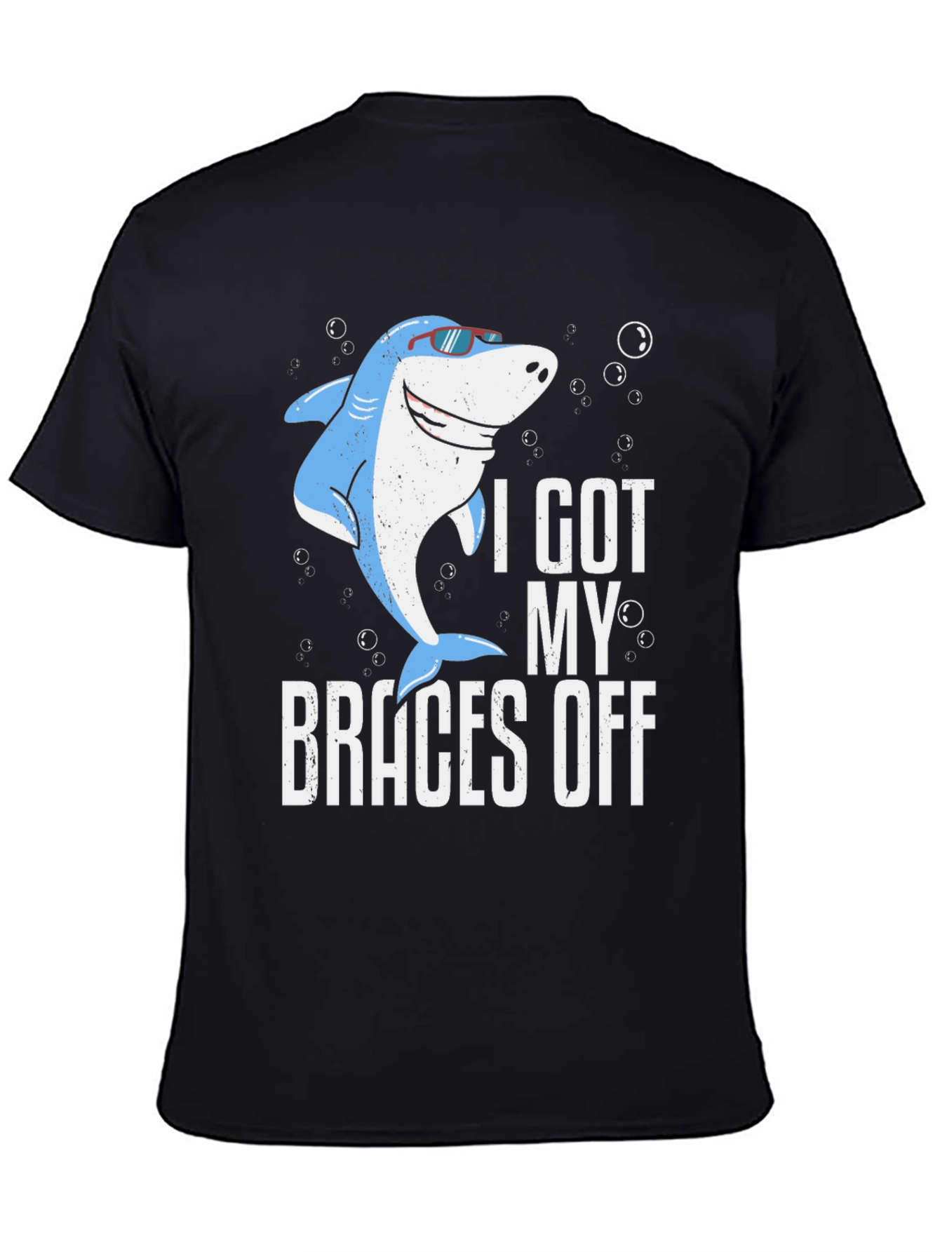 Black Funny Shark Braces Off T-Shirt view 4