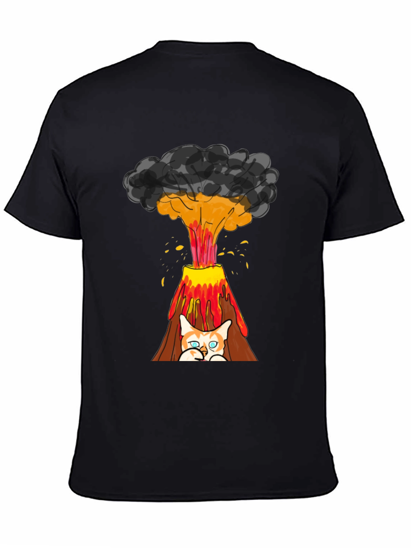 Black Volcano Cat Graphic Tee - Fun & Unique Design view 4