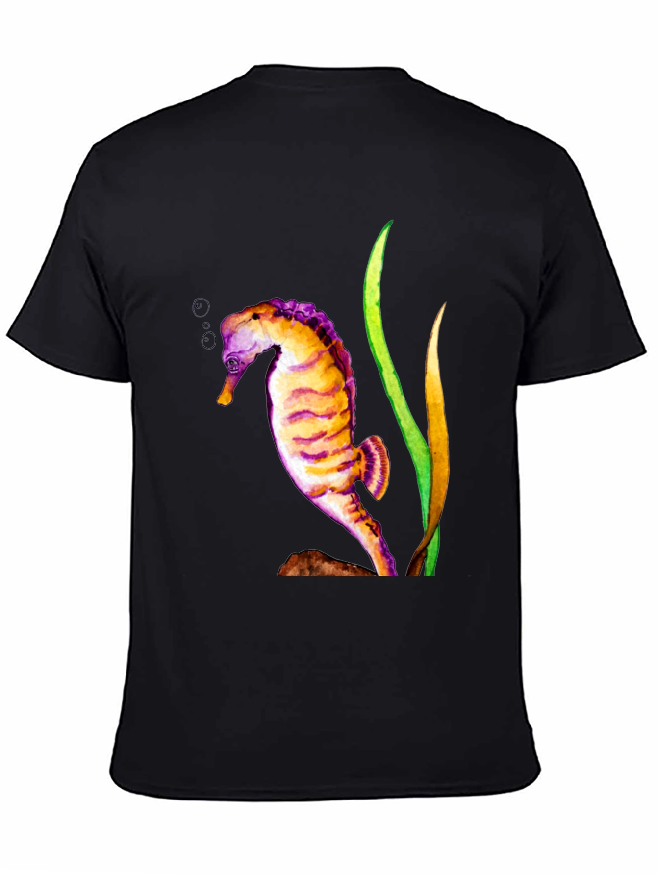 Black Seahorse Graphic Black T-Shirt view 4