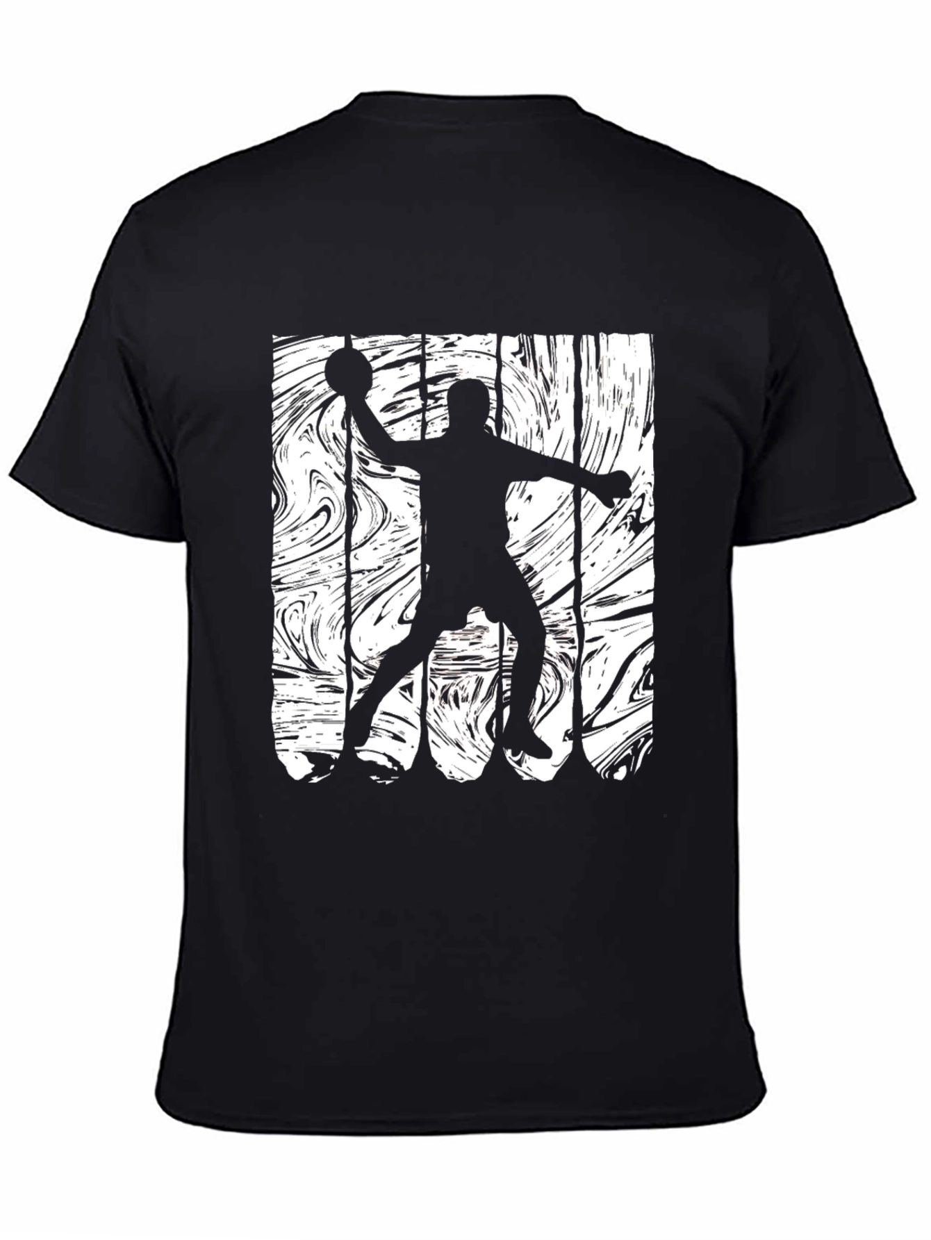 Black Handball Player Silhouette Graphic Tee - Black view 4