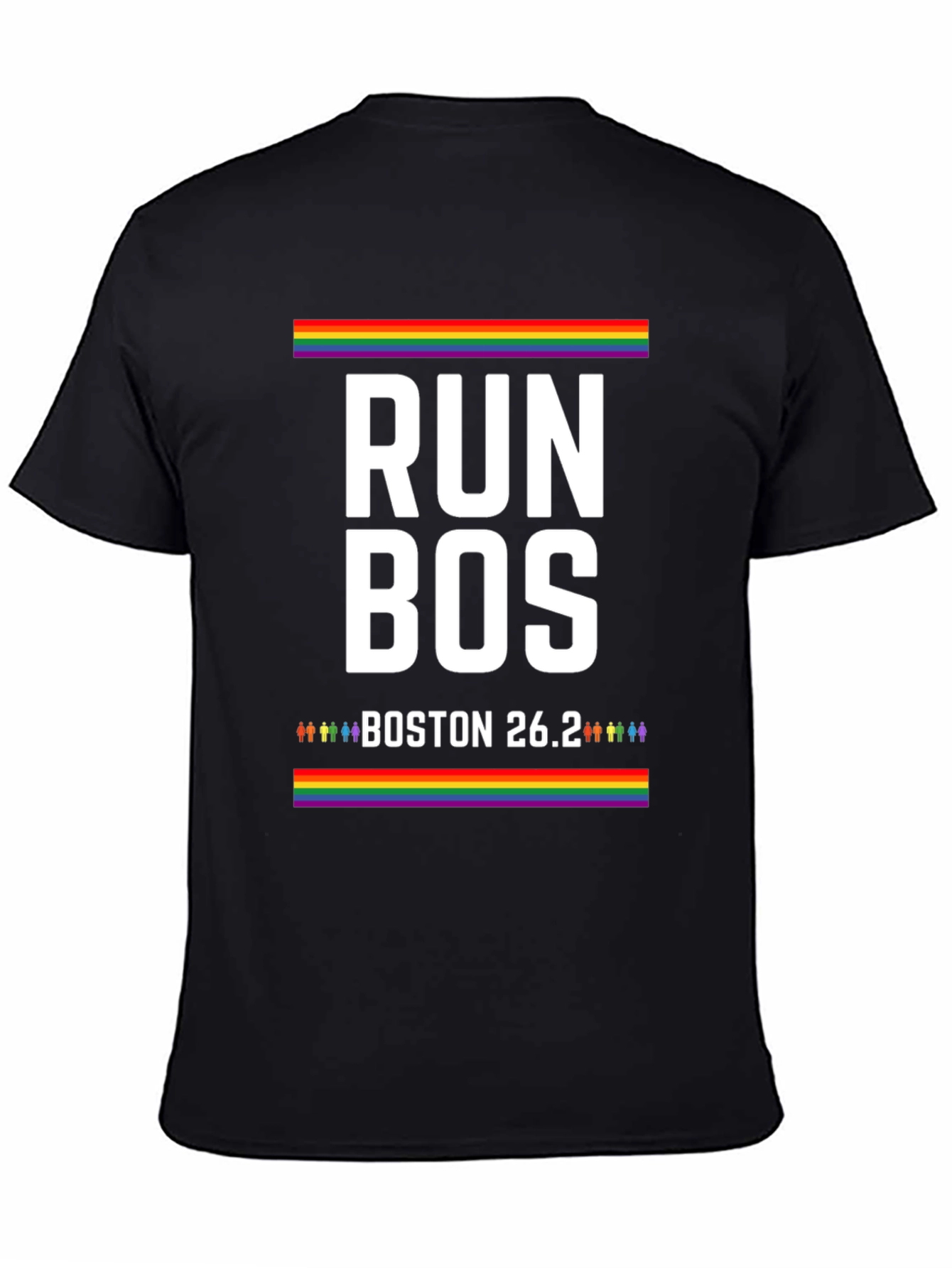 Black Run Bos Pride T-Shirt - Boston 26.2 Marathon LGBT view 4