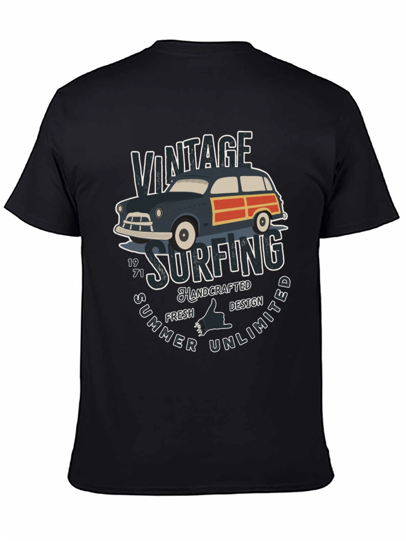 Black Vintage Surfing T-Shirt - Summer Unlimited view 4