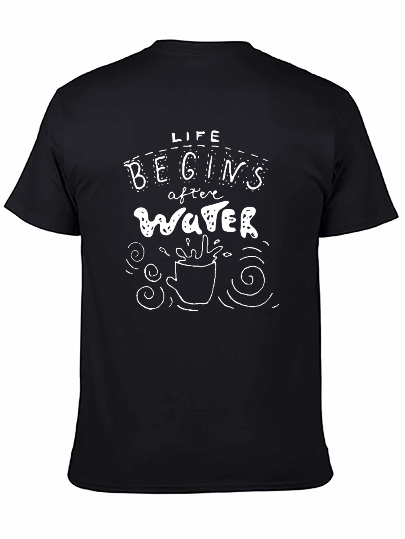 Black Life Begins After Water Graphic Tee view 4