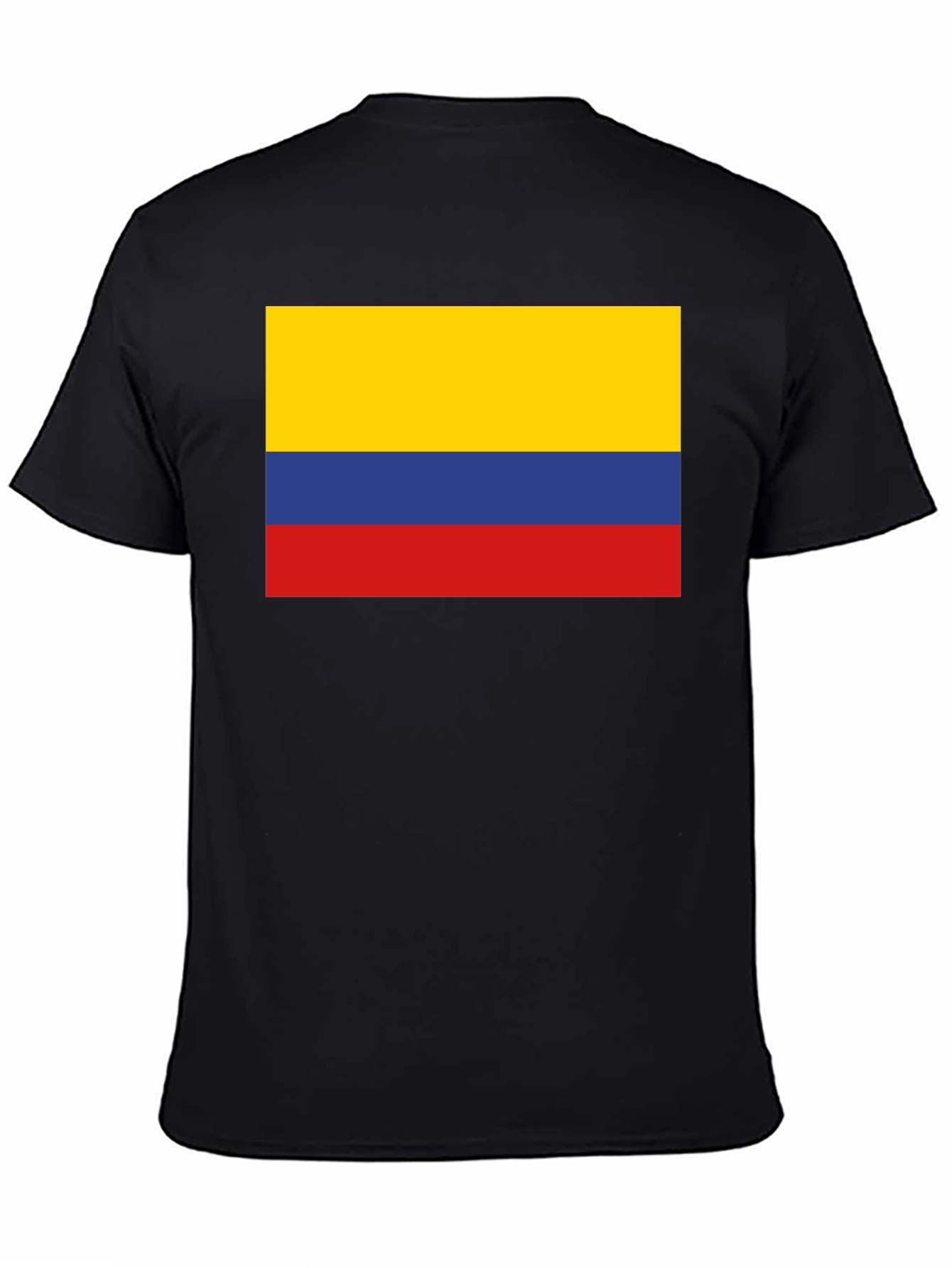 Black Colombia Flag T-Shirt - Black Crew Neck Tee view 4