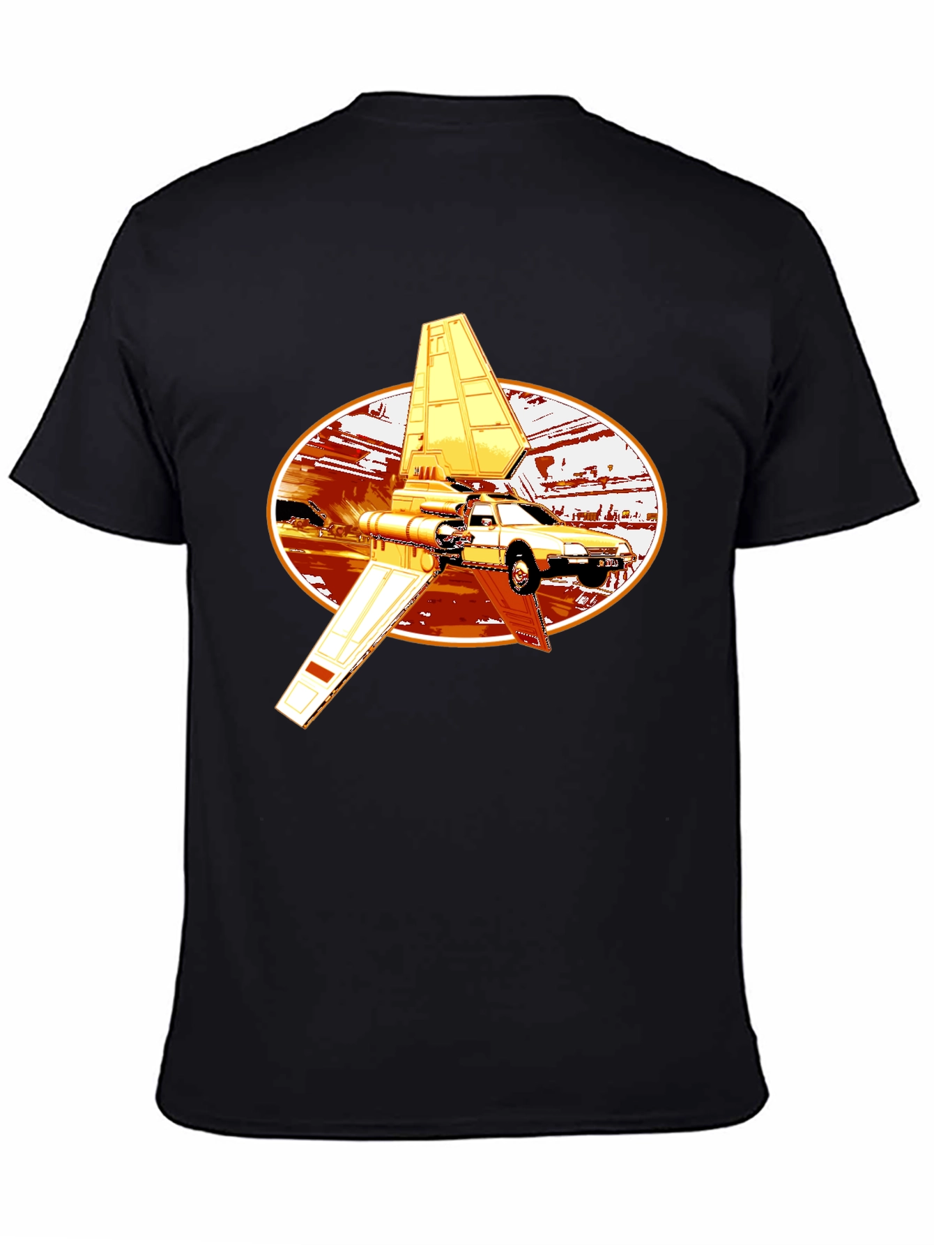 Black Futuristic Car Graphic Tee - Black Cotton Blend view 4