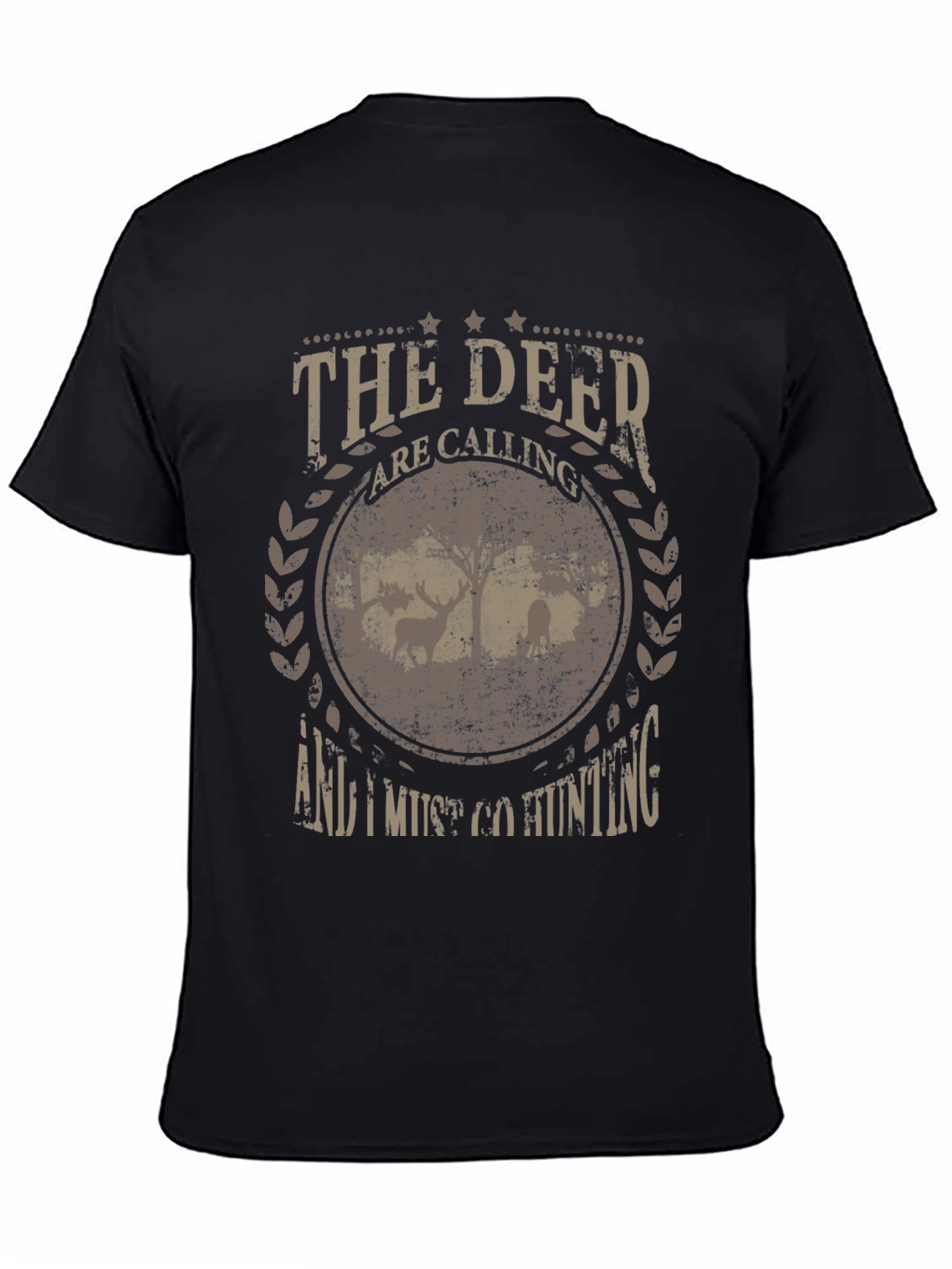 Black The Deer are Calling Hunting Graphic T-Shirt view 4
