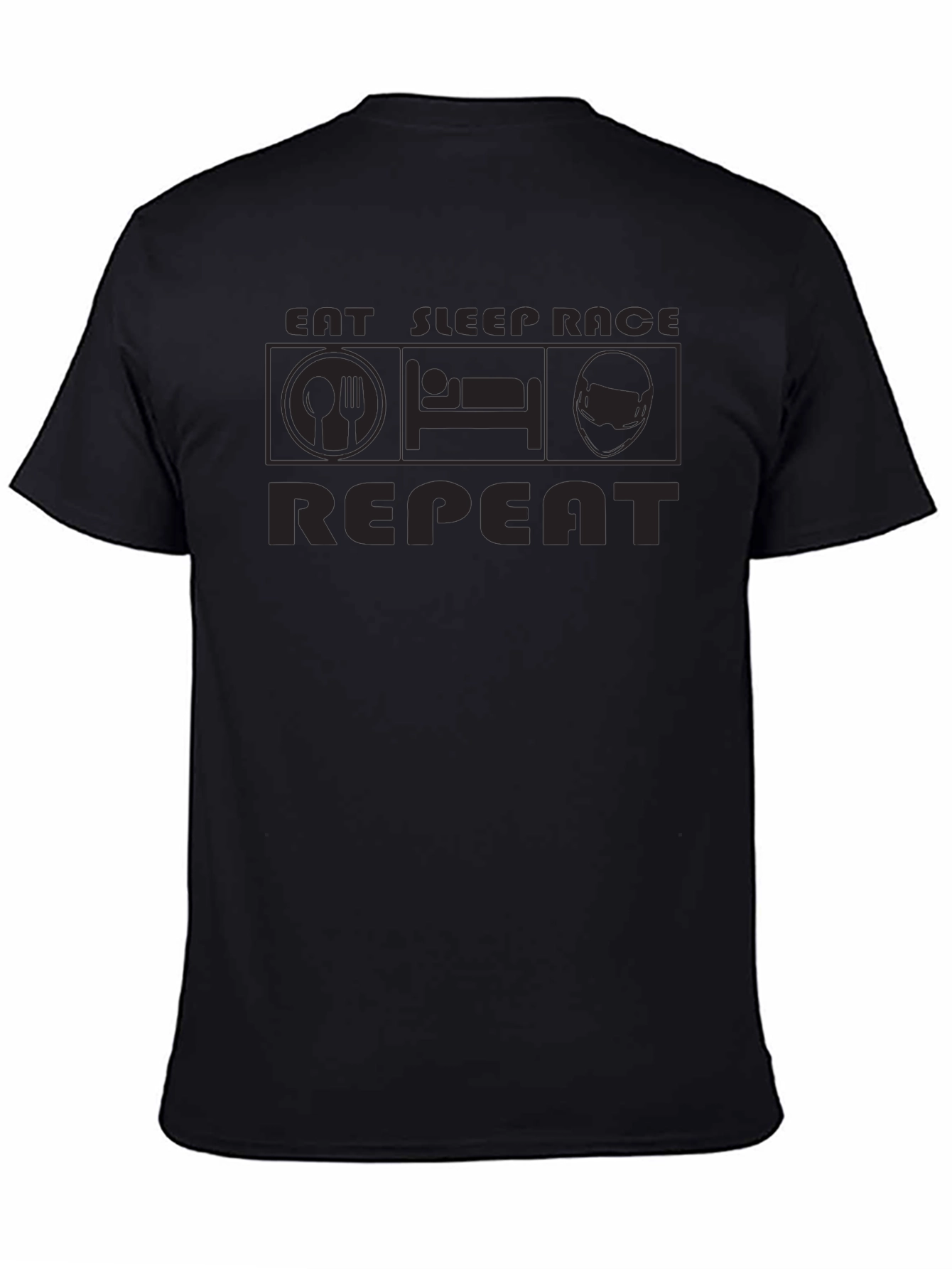 Black Eat Sleep Race Repeat Black T-Shirt view 4
