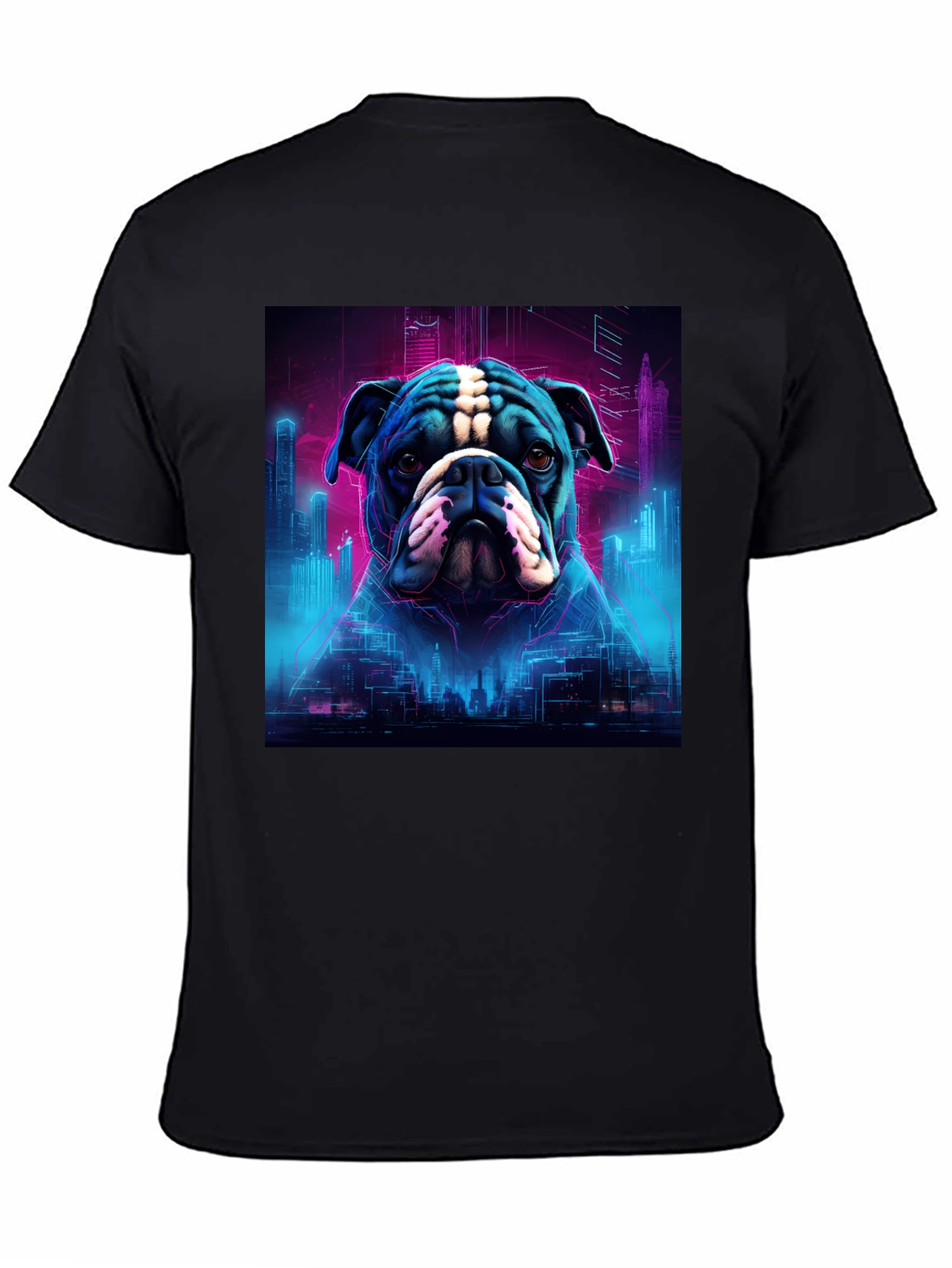 Black Cyberpunk Bulldog Graphic Tee view 4