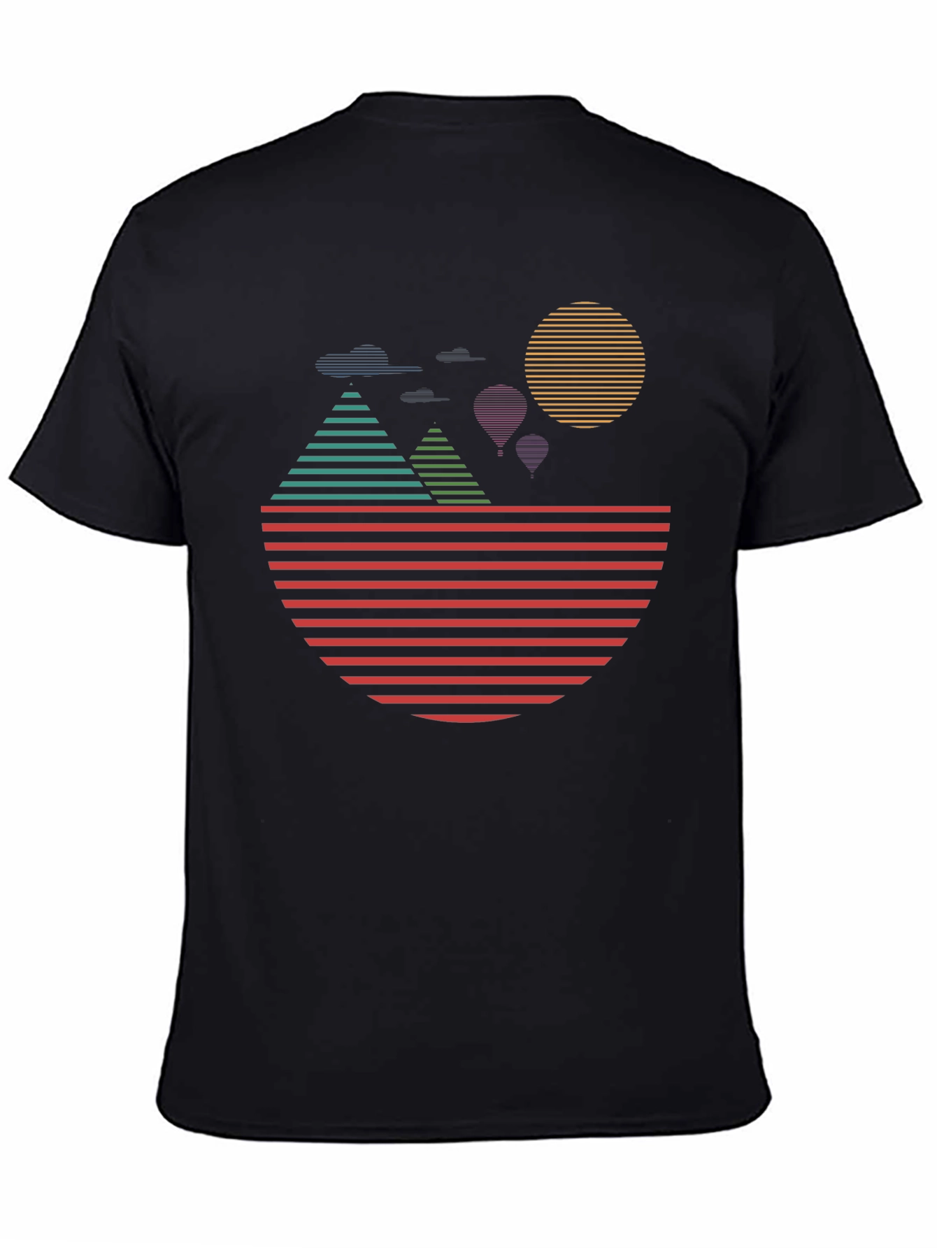 Black Retro Sunset Landscape Graphic Tee - Black view 4