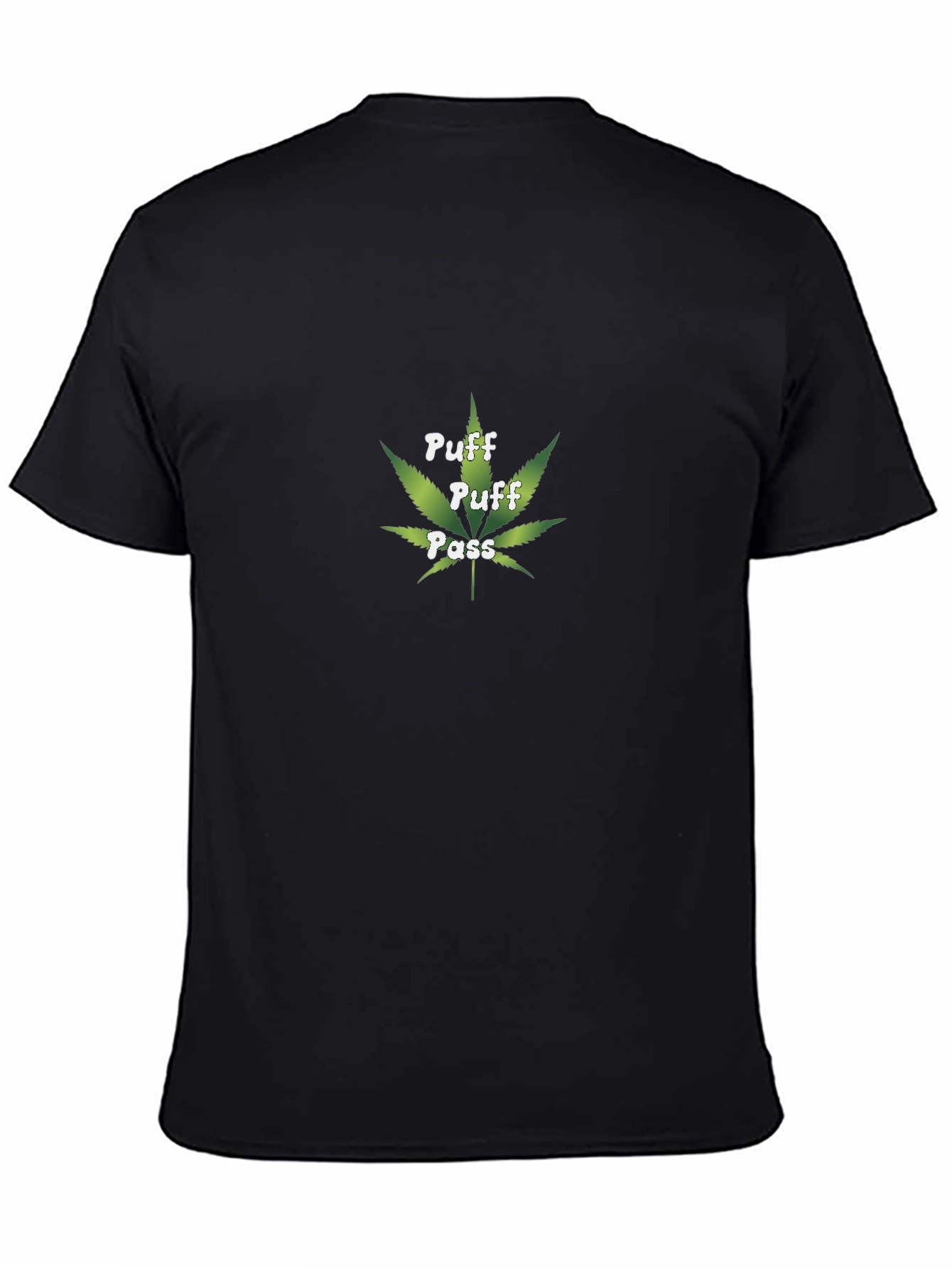 Black Puff Puff Pass T-Shirt - Classic Black Crew Neck Tee view 4