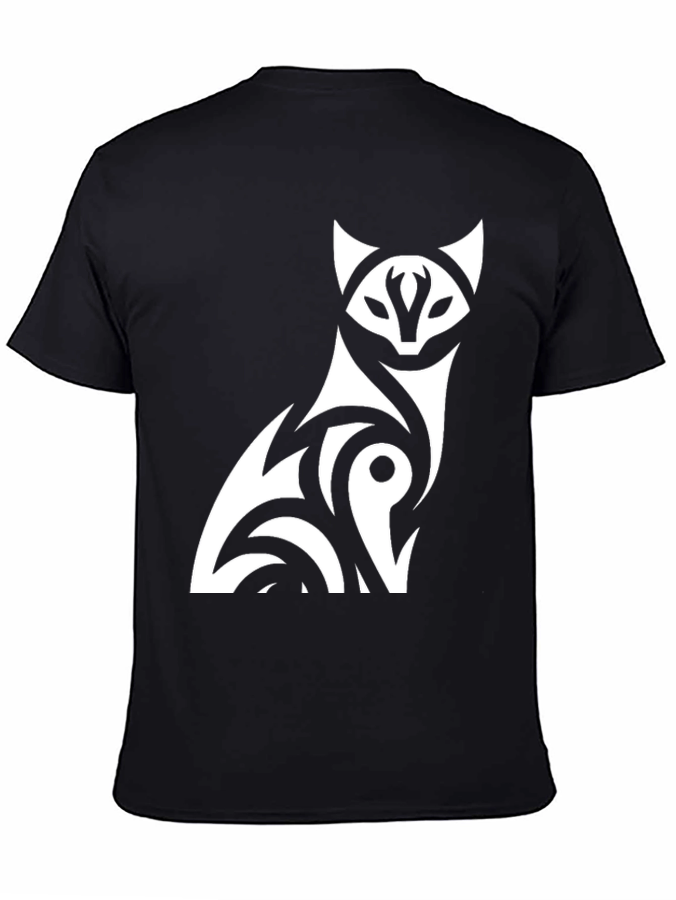Black Tribal Fox Graphic Tee - Stylish Black T-Shirt view 4