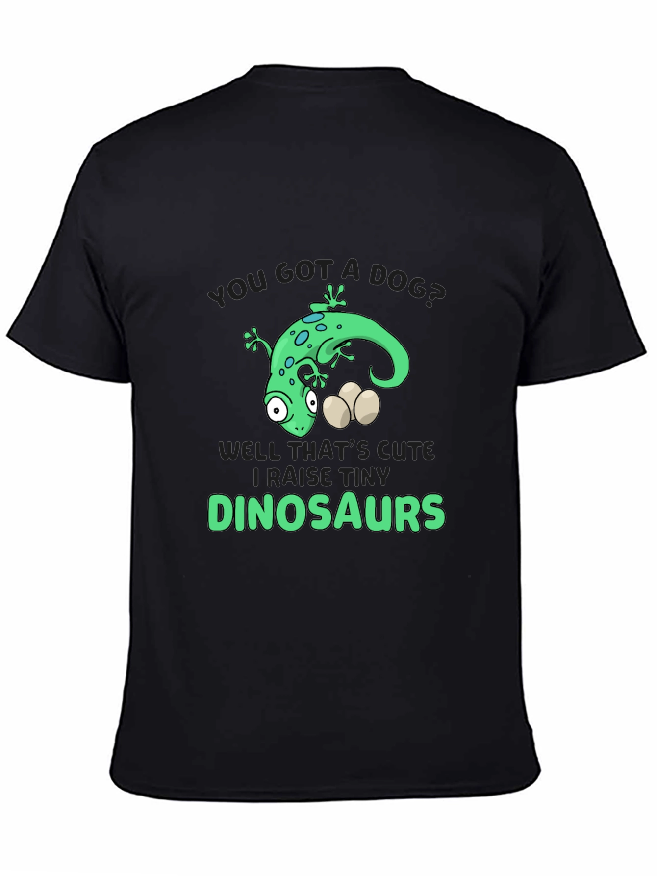 Black Funny Lizard Dinosaur T-Shirt view 4