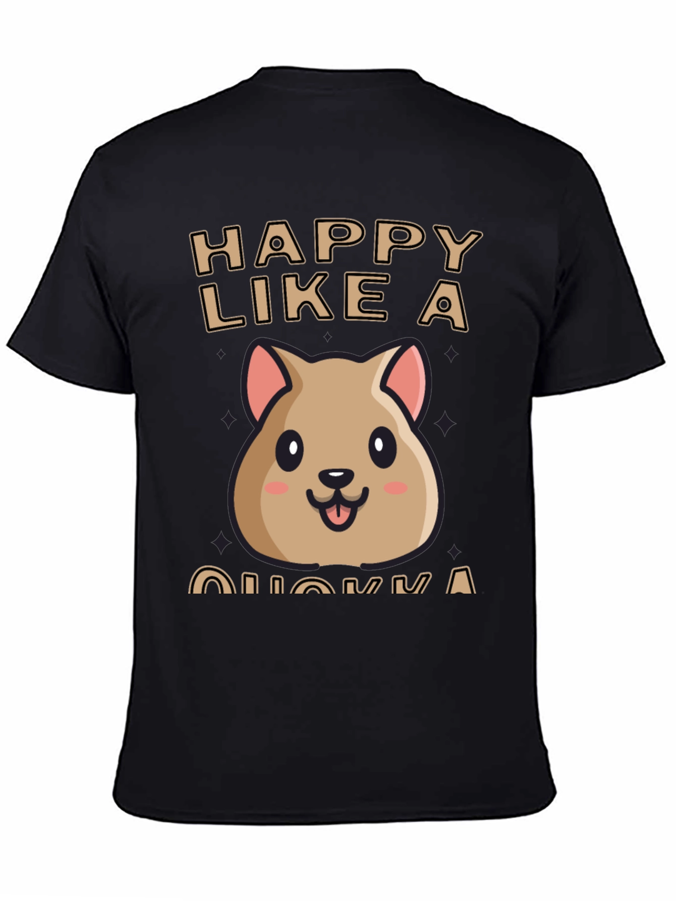 Black Happy Quokka T-Shirt - Cute Animal Graphic Tee view 4