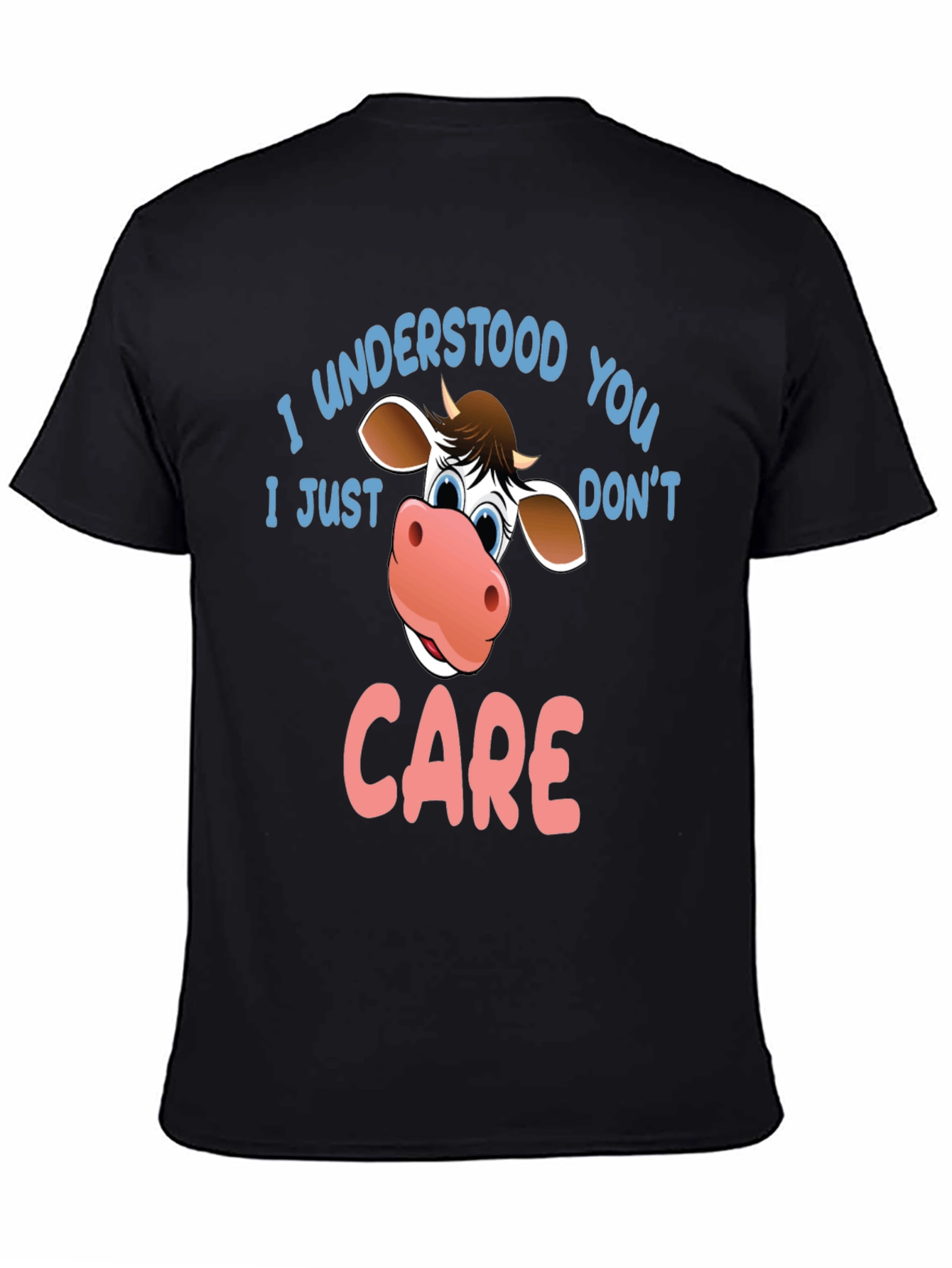 Black Funny Cow Graphic T-Shirt - I Understood You view 4