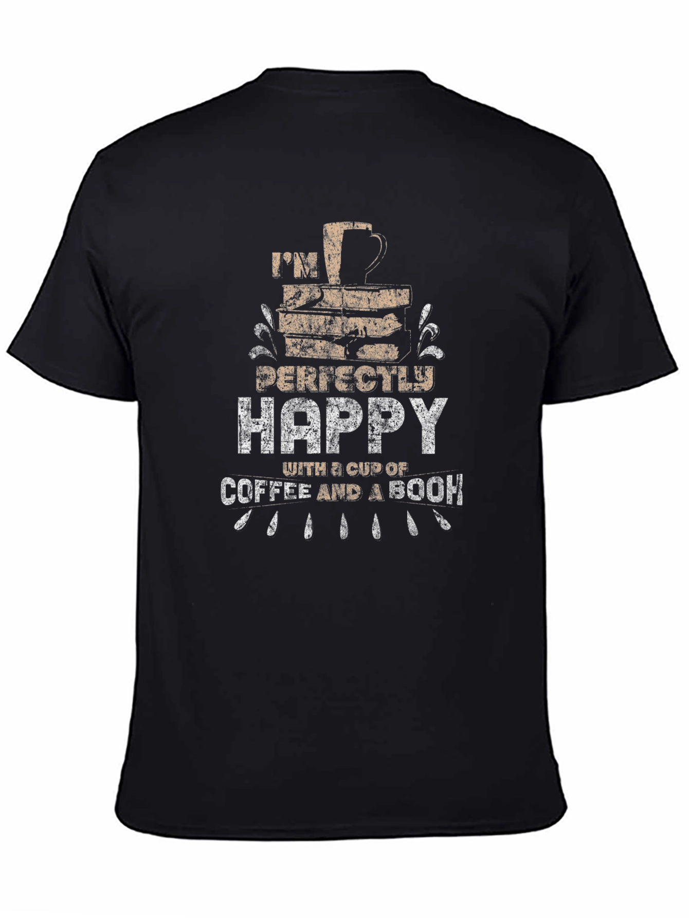 Black Happy Coffee & Book T-Shirt - Relax & Read! view 4