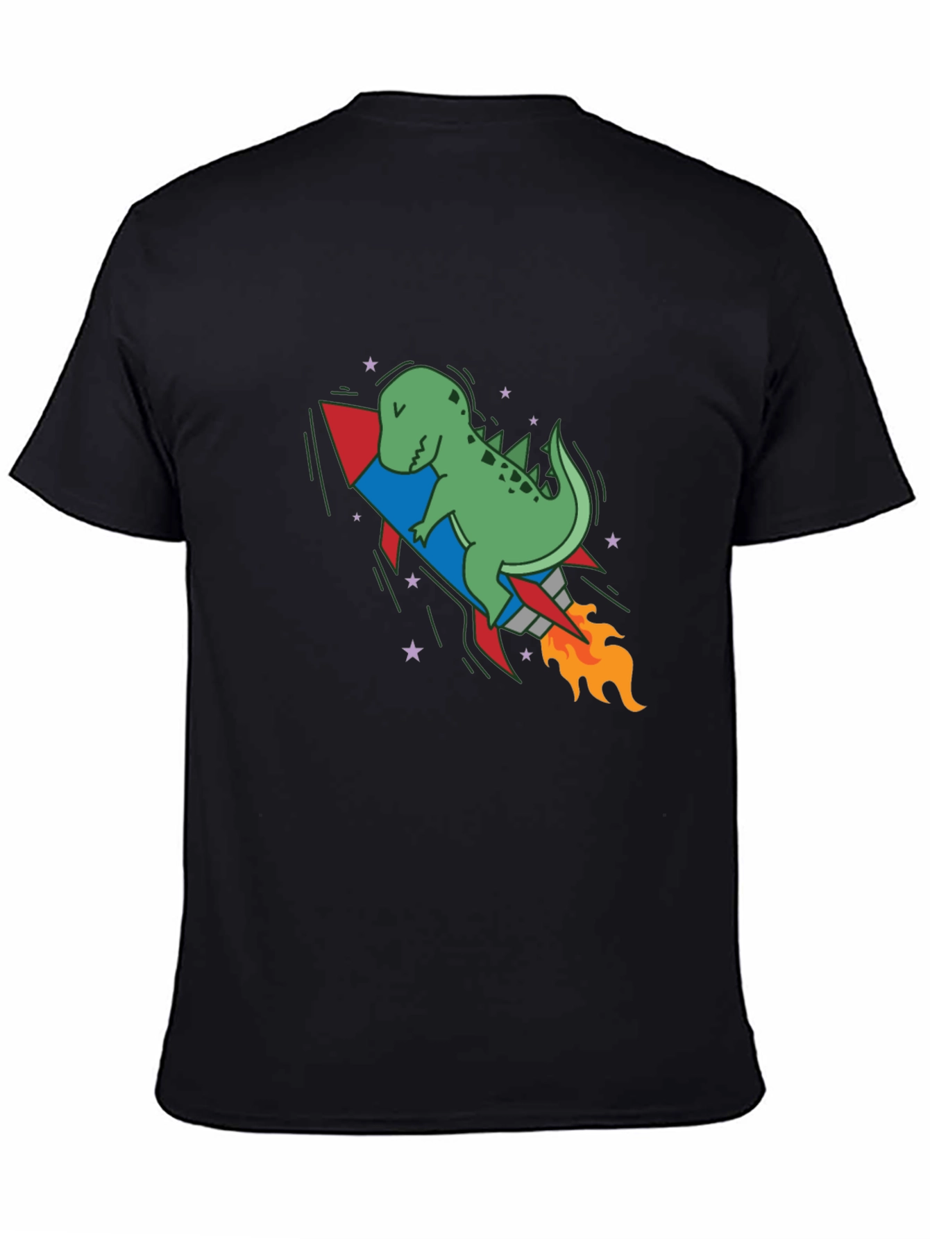 Black Dino Rocket Black T-Shirt view 4