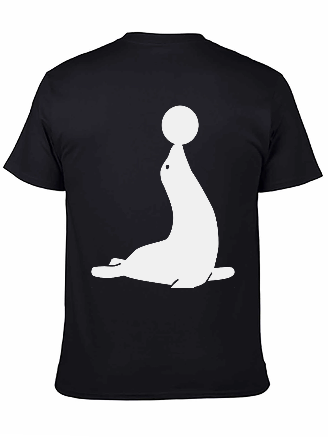 Black Seal with Ball Graphic Tee - Black Cotton T-Shirt view 4