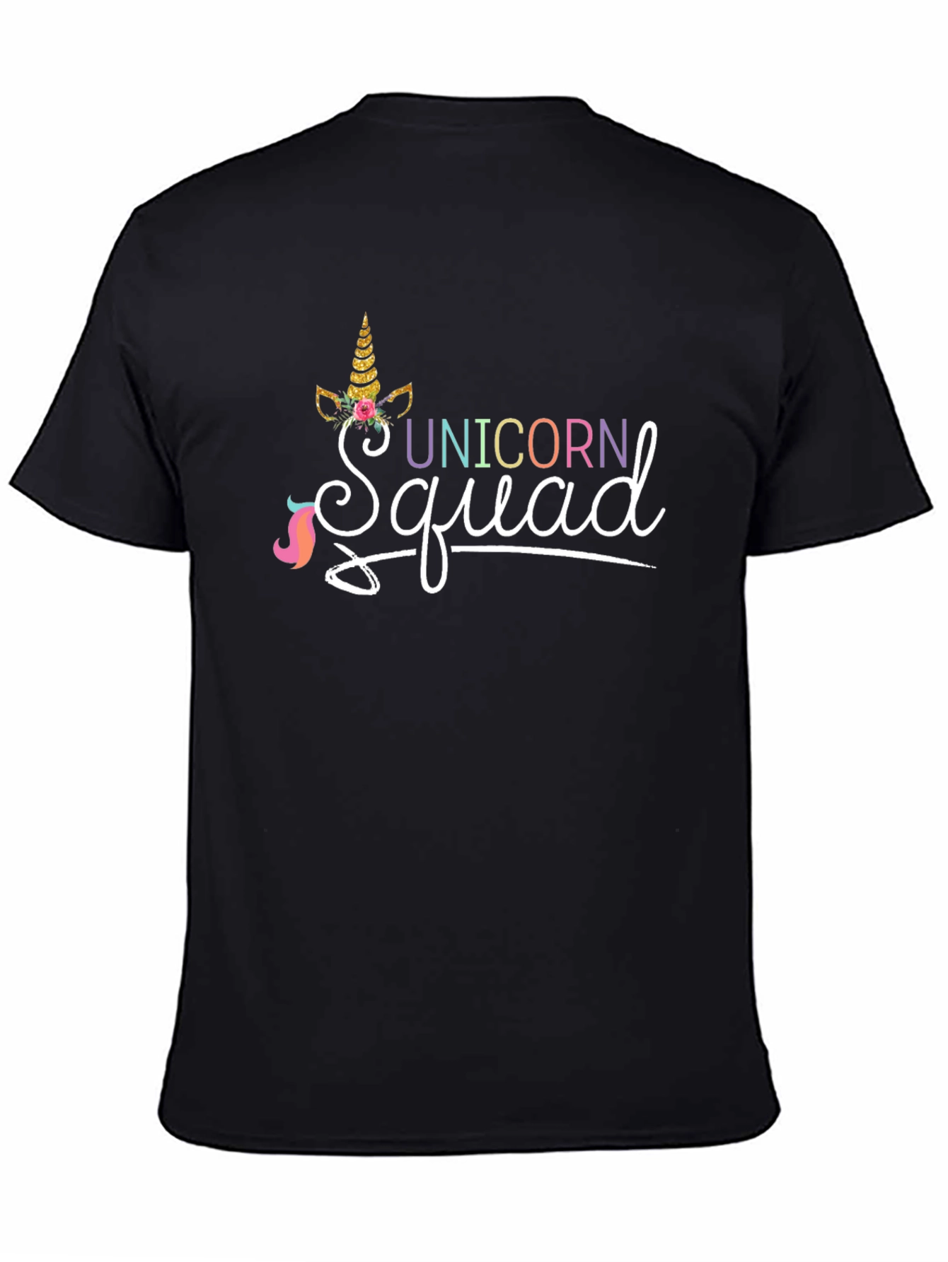 Black Unicorn Squad Graphic Tee - Black Cotton T-Shirt view 4