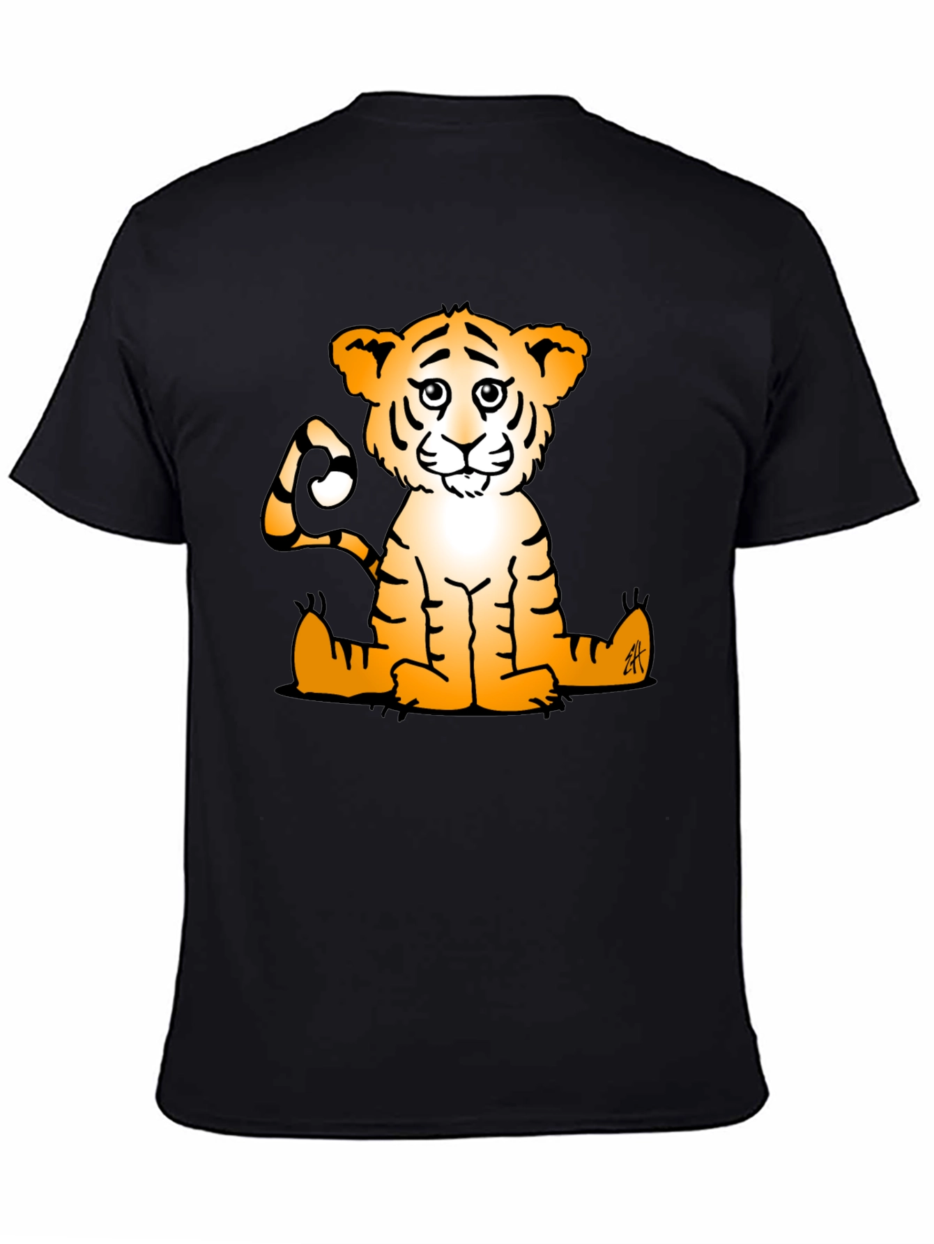 Black Cute Tiger Graphic Tee - Black Casual T-Shirt view 4