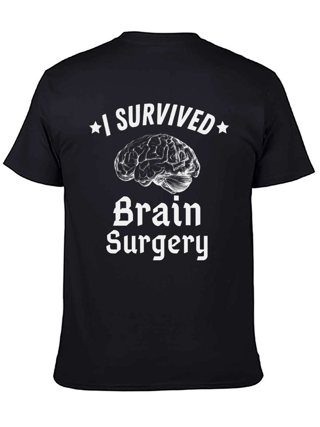 Black I Survived Brain Surgery T-Shirt - Brain Graphic Tee view 4