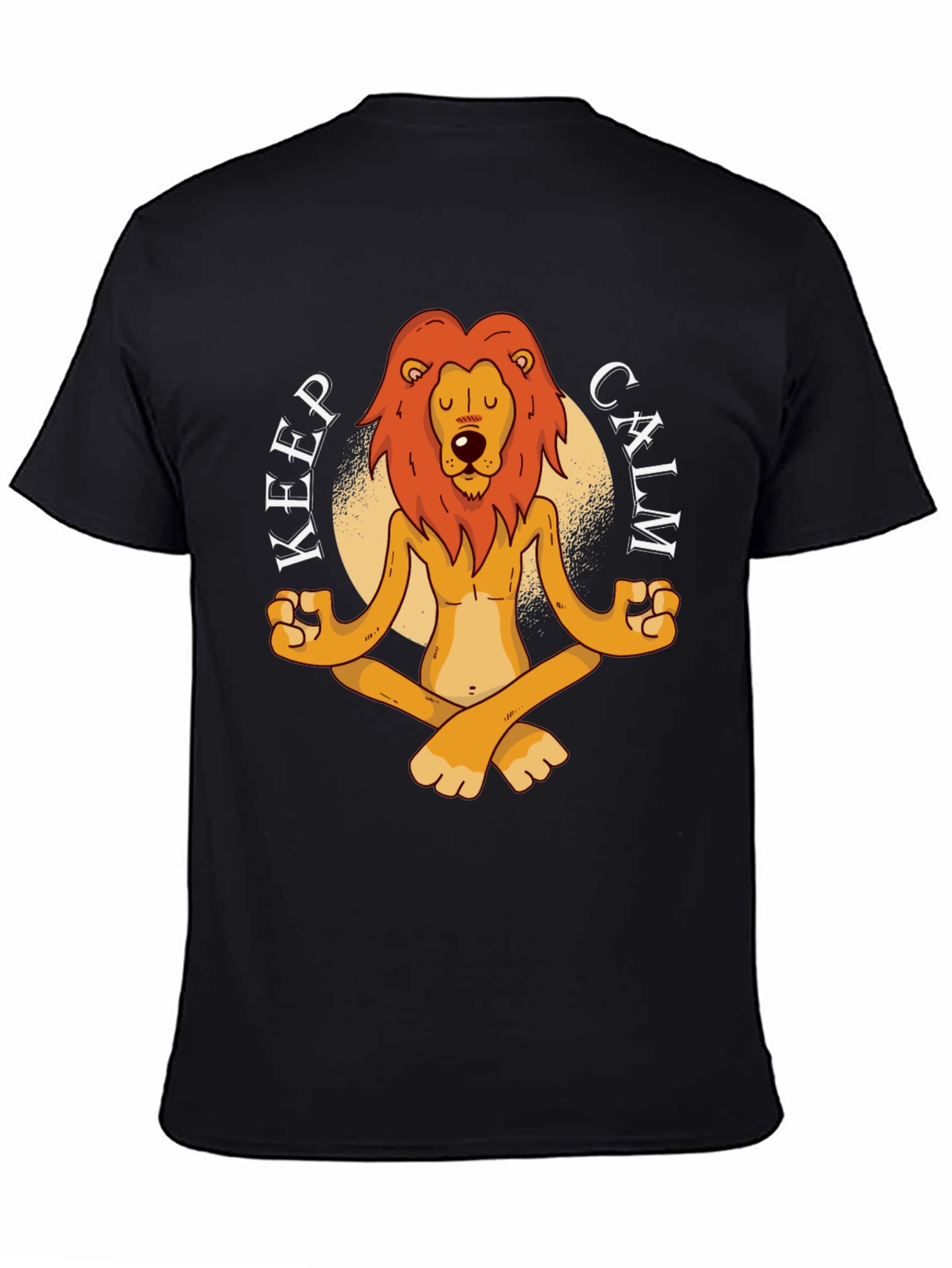 Black Zen Lion Graphic T-Shirt - Keep Calm and Meditate view 4
