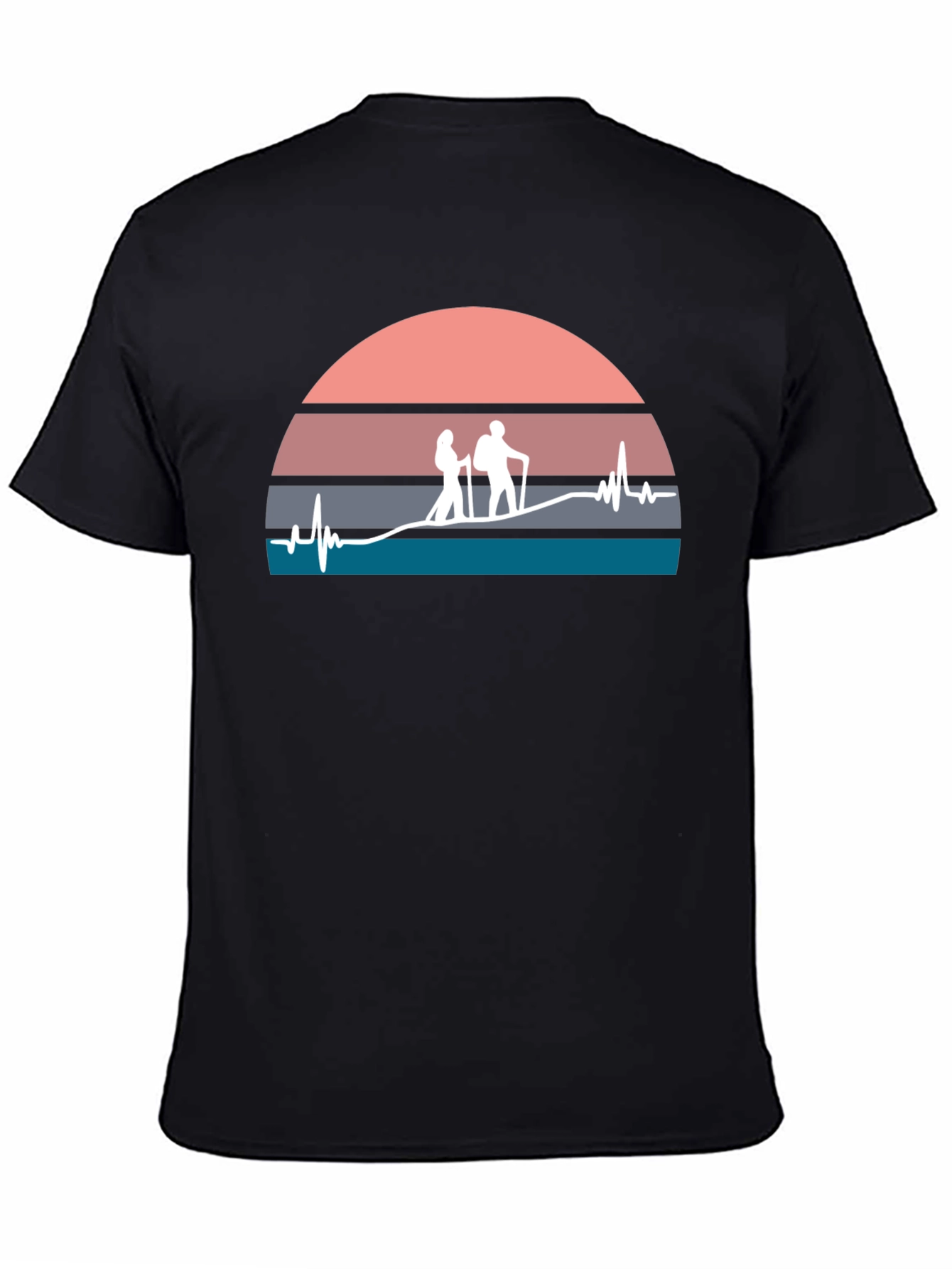 Black Hiking Heartbeat Graphic T-Shirt - Black view 4