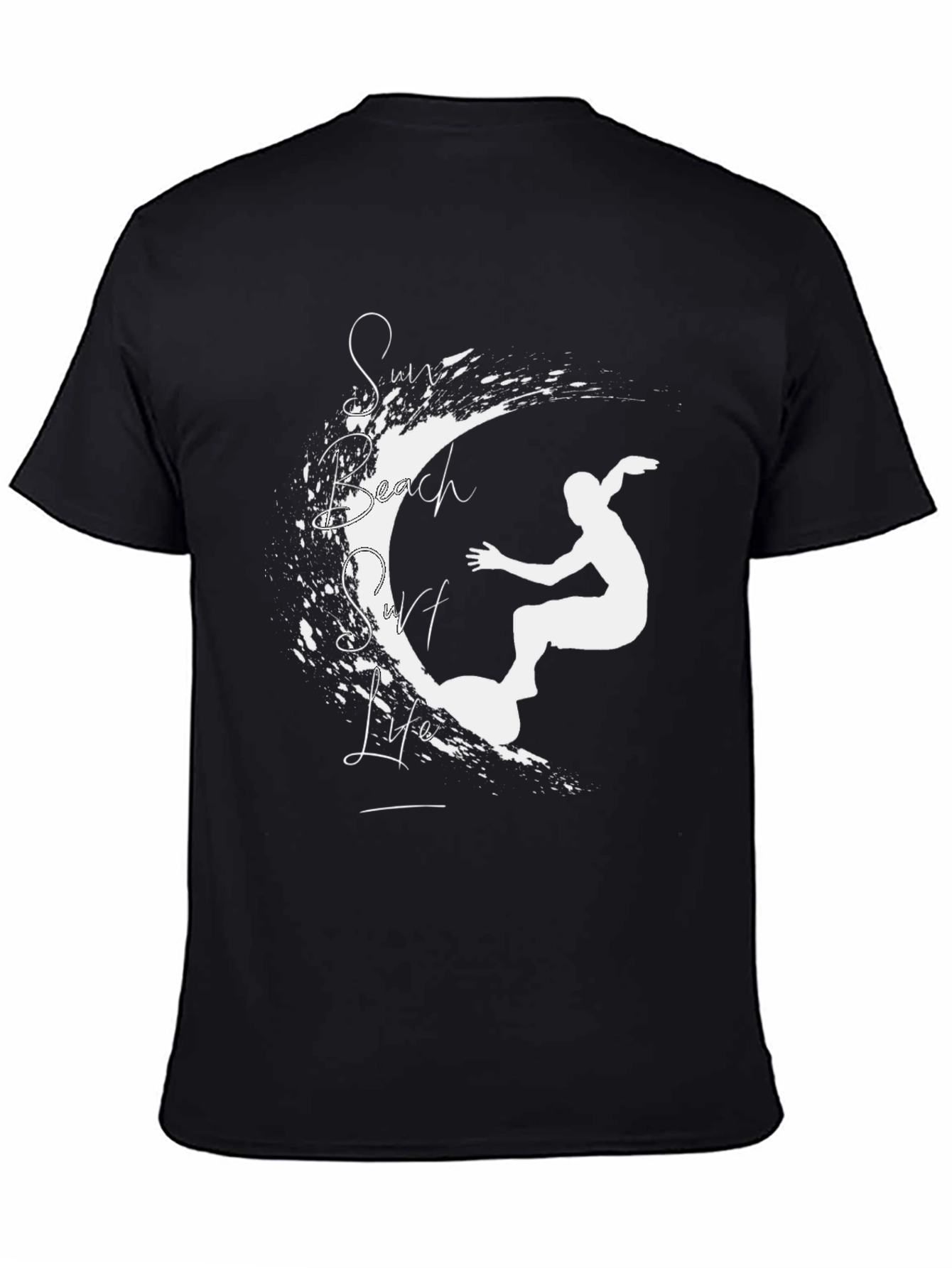 Black Sun Beach Surf Life Graphic T-Shirt view 4