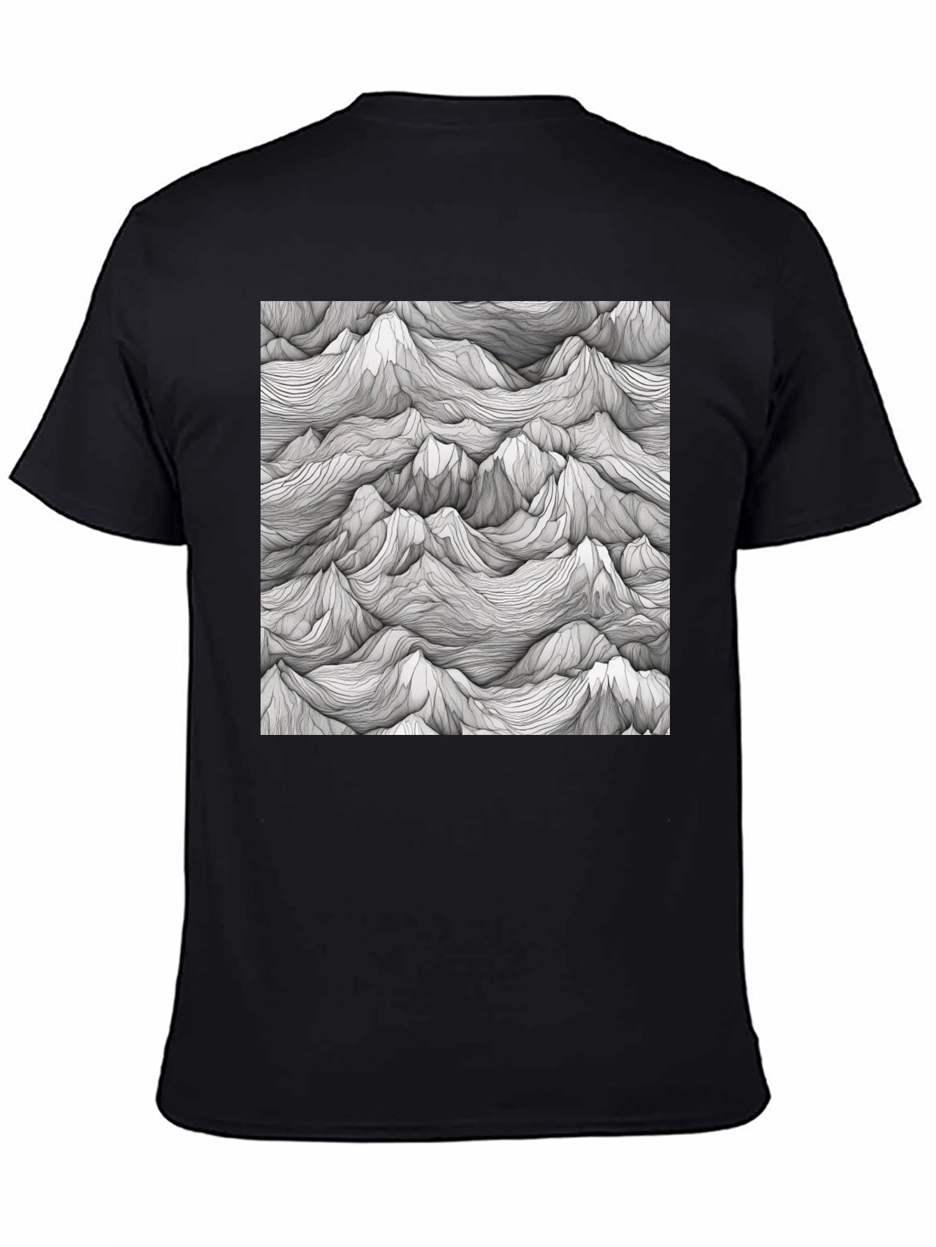 Black Abstract Mountainscape Tee - Graphic Print T-Shirt view 4