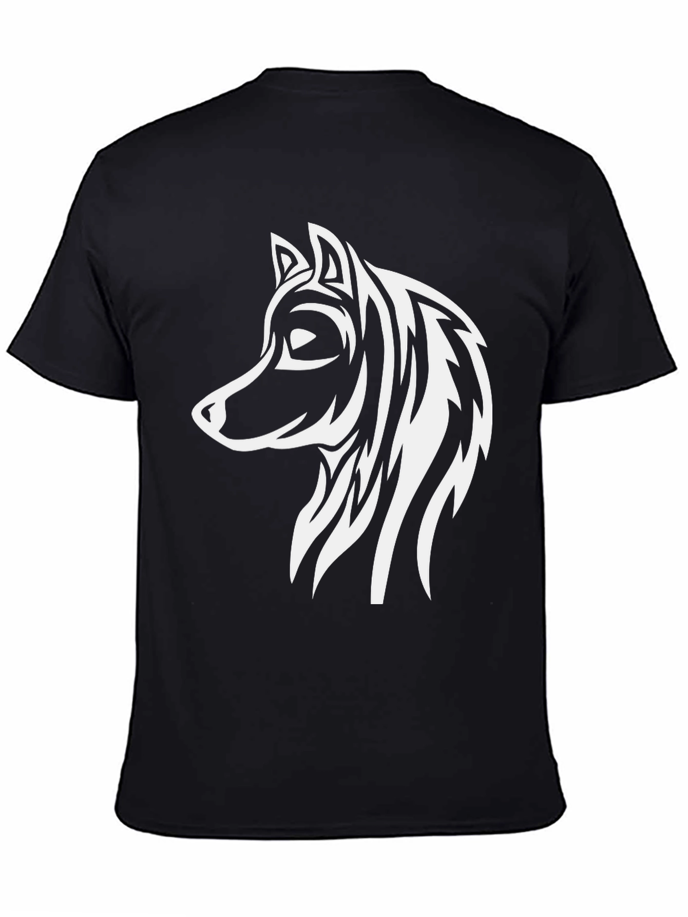 Black Wolf Graphic Print Black T-Shirt view 4