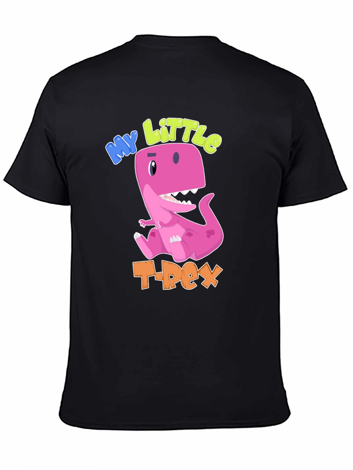 Black My Little T-Rex Black Cotton T-Shirt view 4