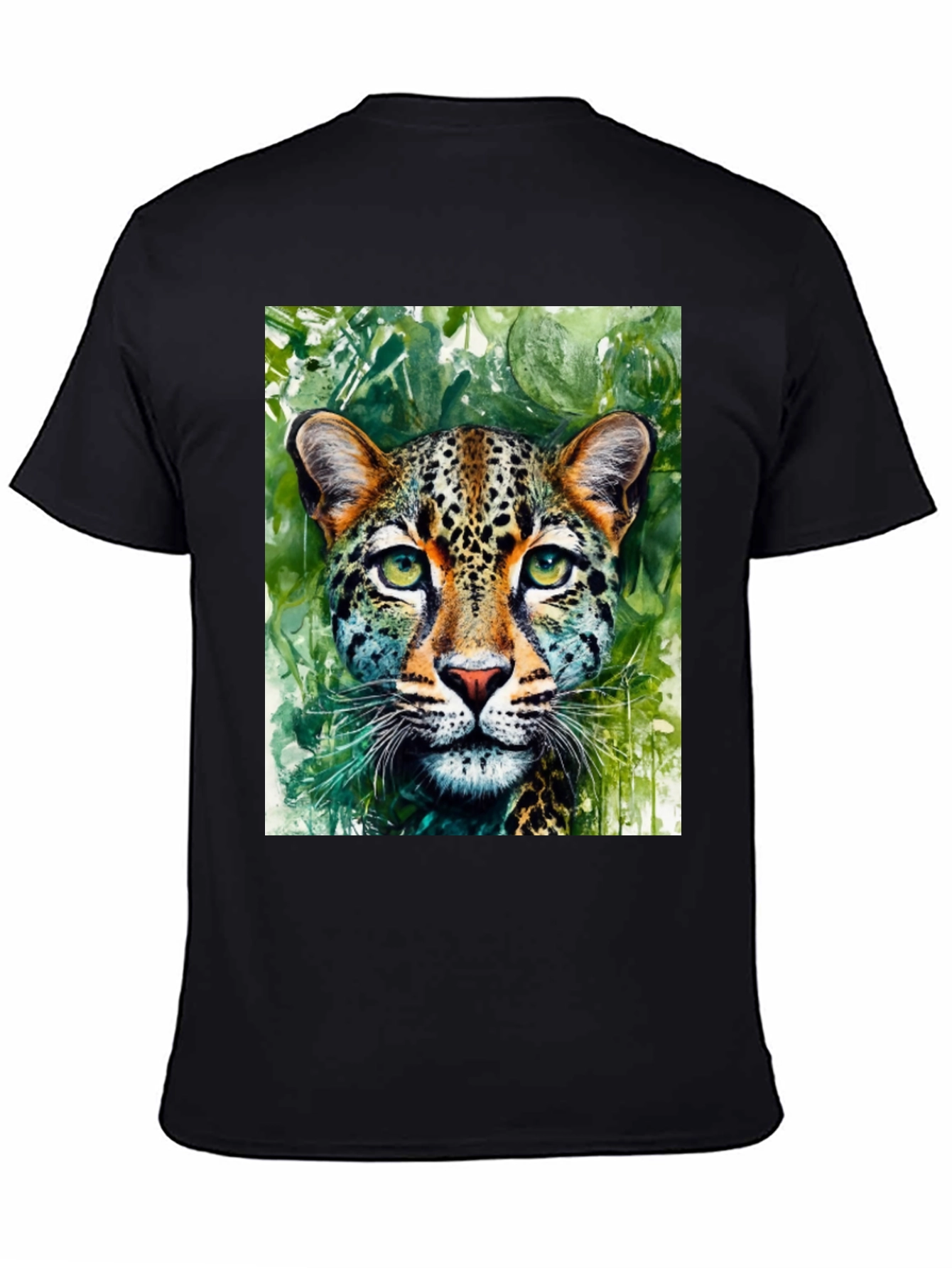 Black Leopard Graphic Tee - Wildlife Art Shirt view 4