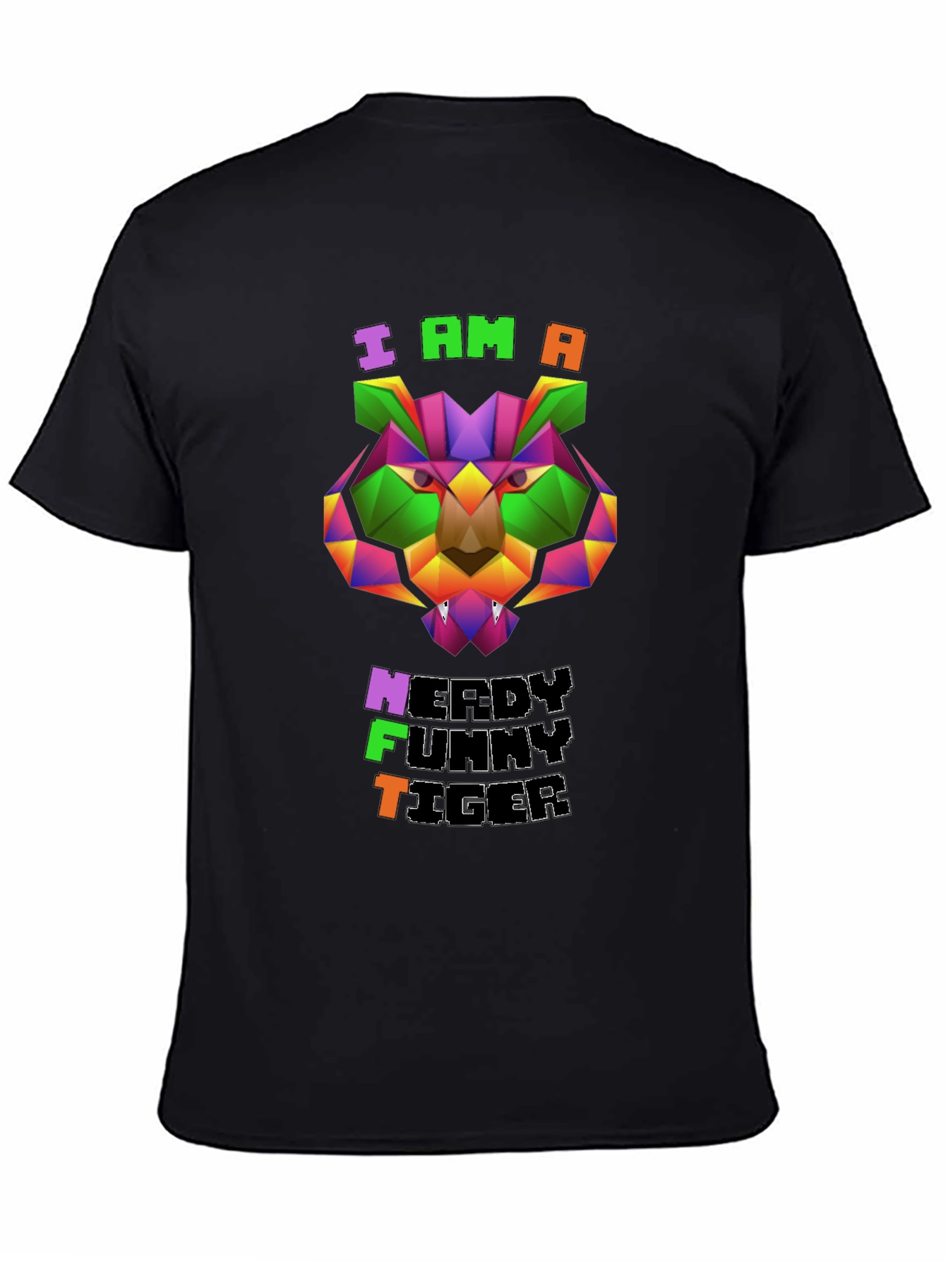 Black Nerdy Funny Tiger Graphic Tee view 4