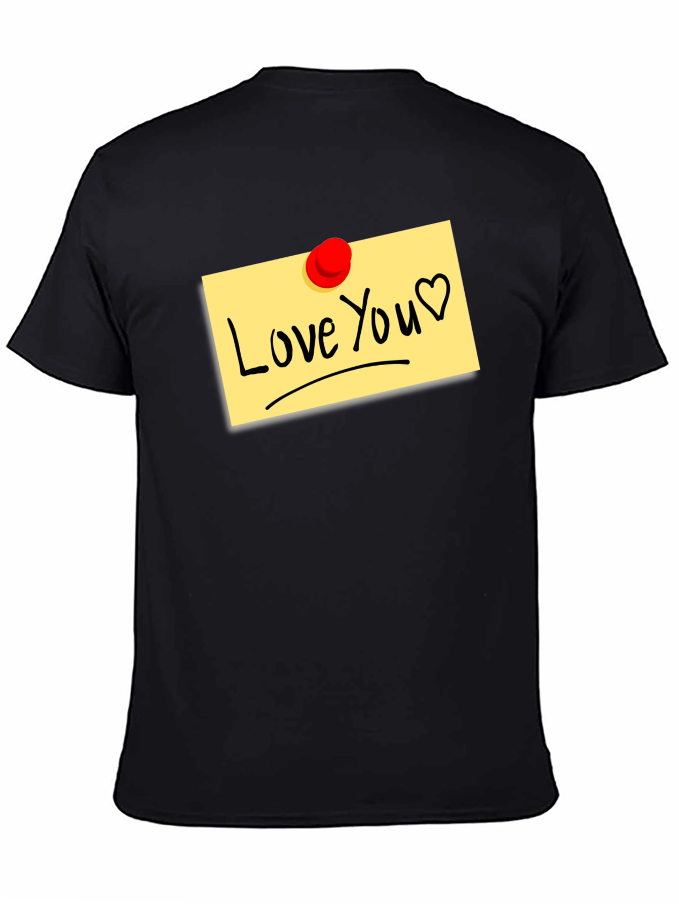 Black Love You Note Black T-Shirt view 4