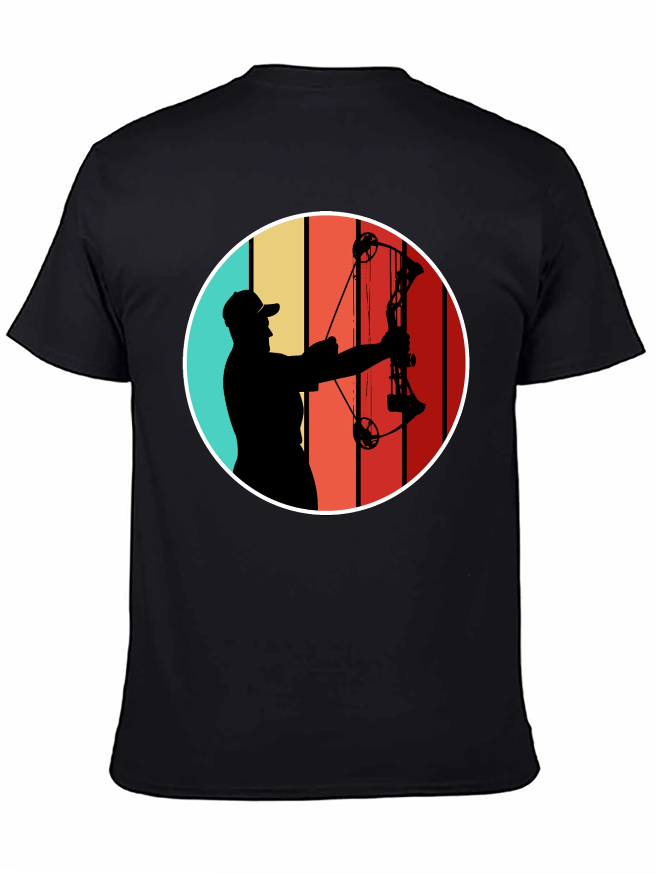 Black Archery Silhouette Tee - Retro Style Bow Hunter T-Shirt view 4
