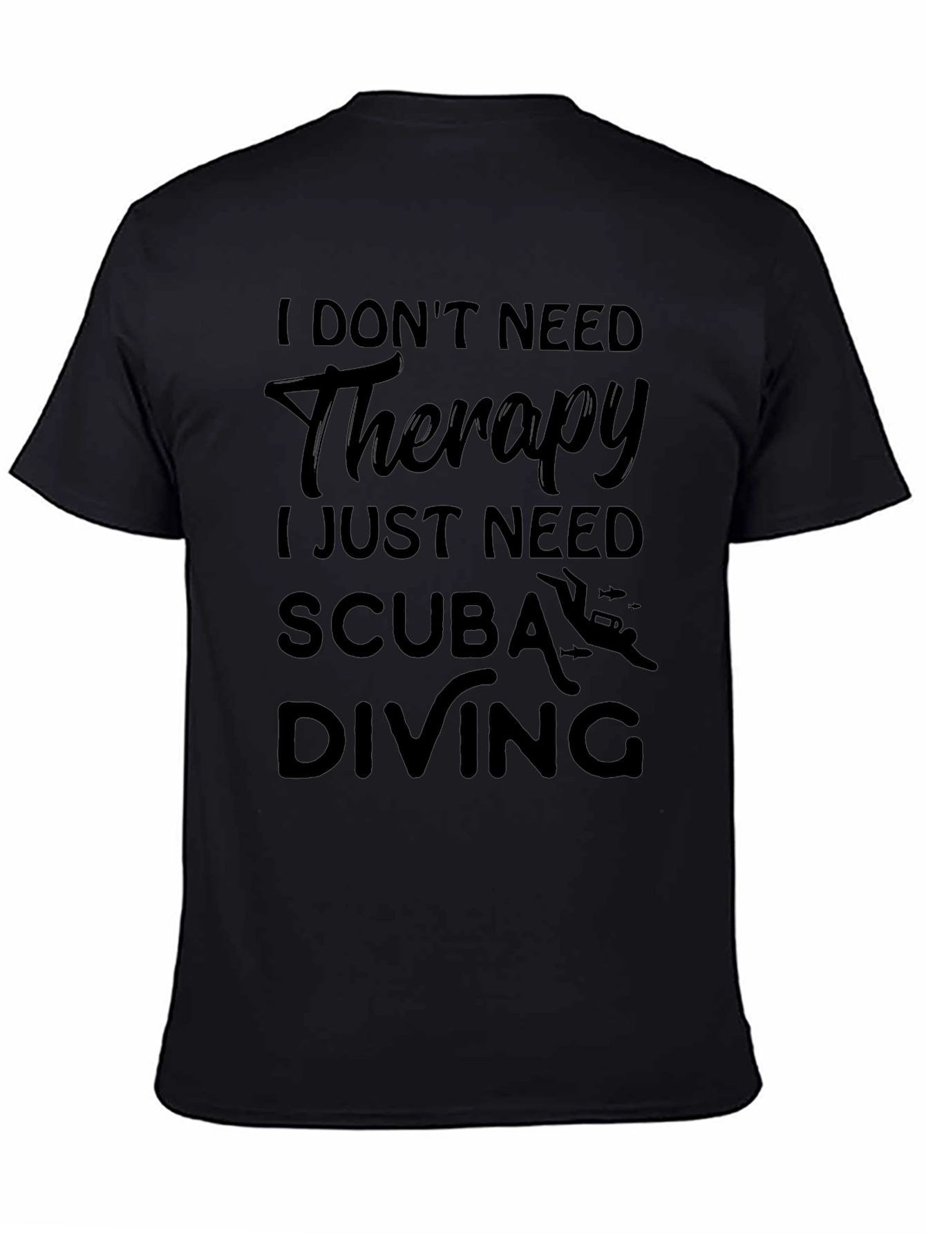 Black Scuba Diving Therapy T-Shirt, Diver Gift view 4